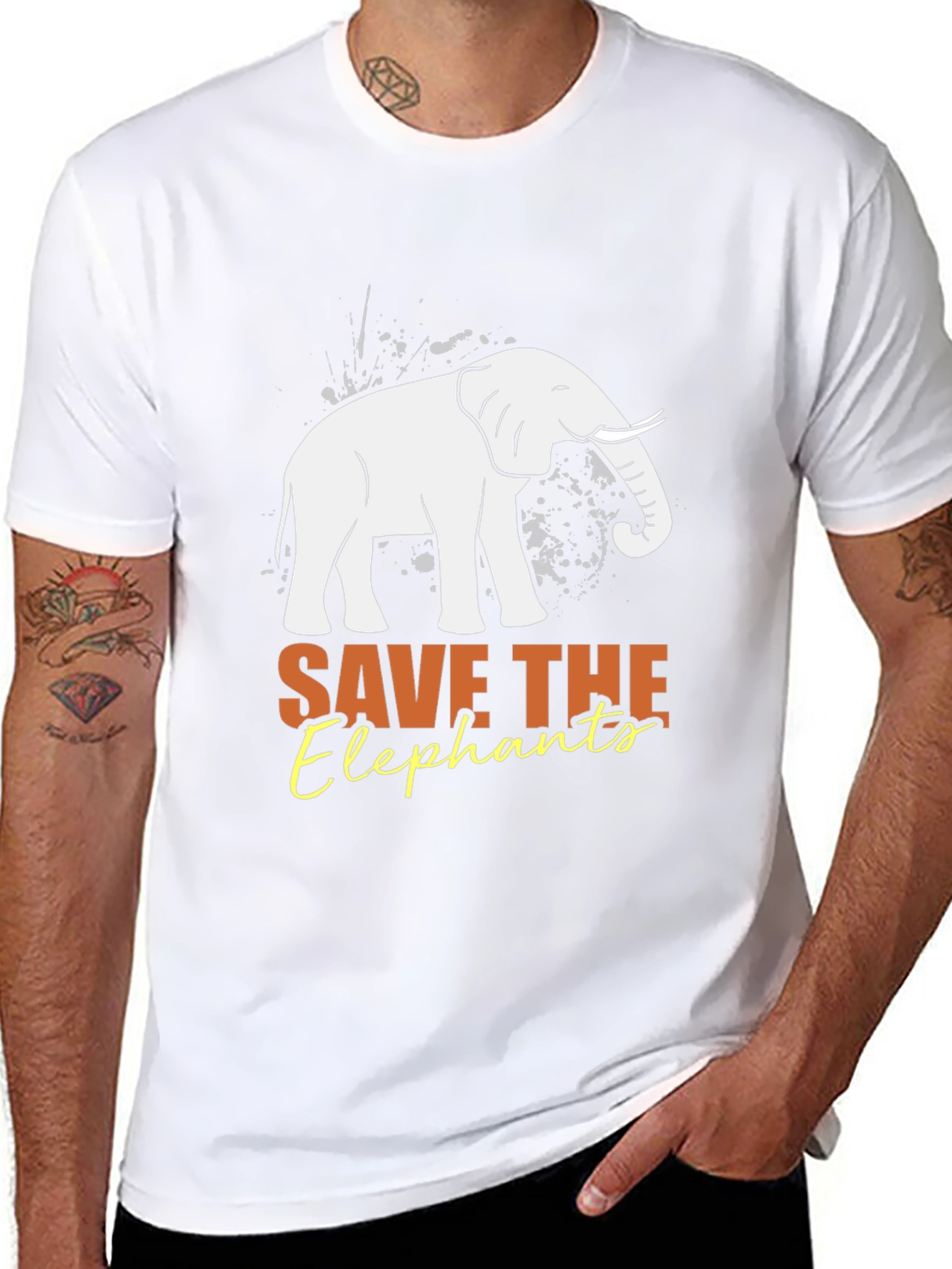 Save the Elephants Graphic Tee - Black Cotton Shirt