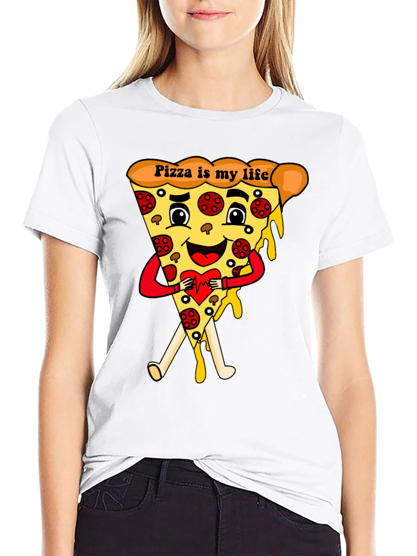Pizza Is My Life Black Graphic Tee