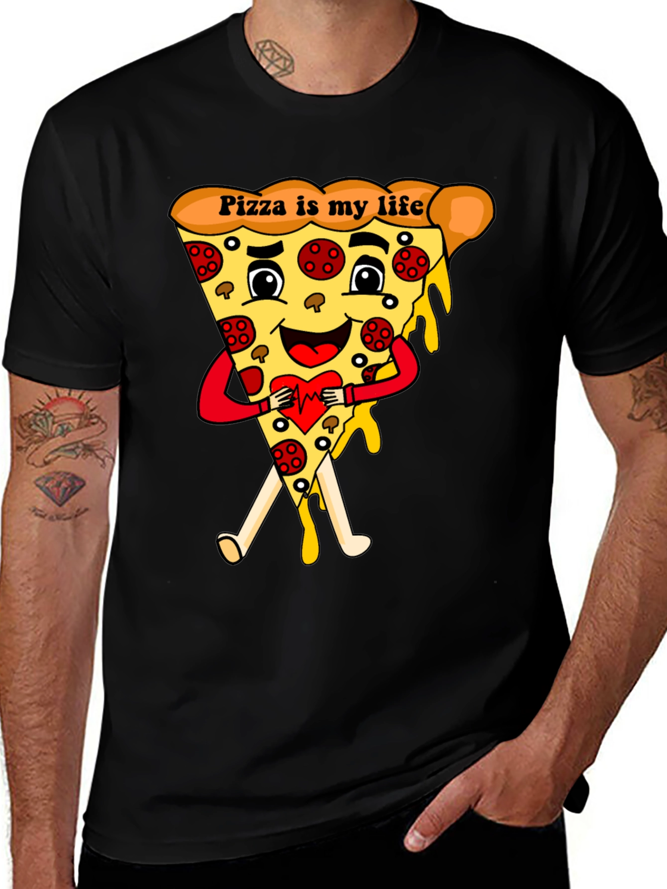 Pizza Is My Life Black Graphic Tee