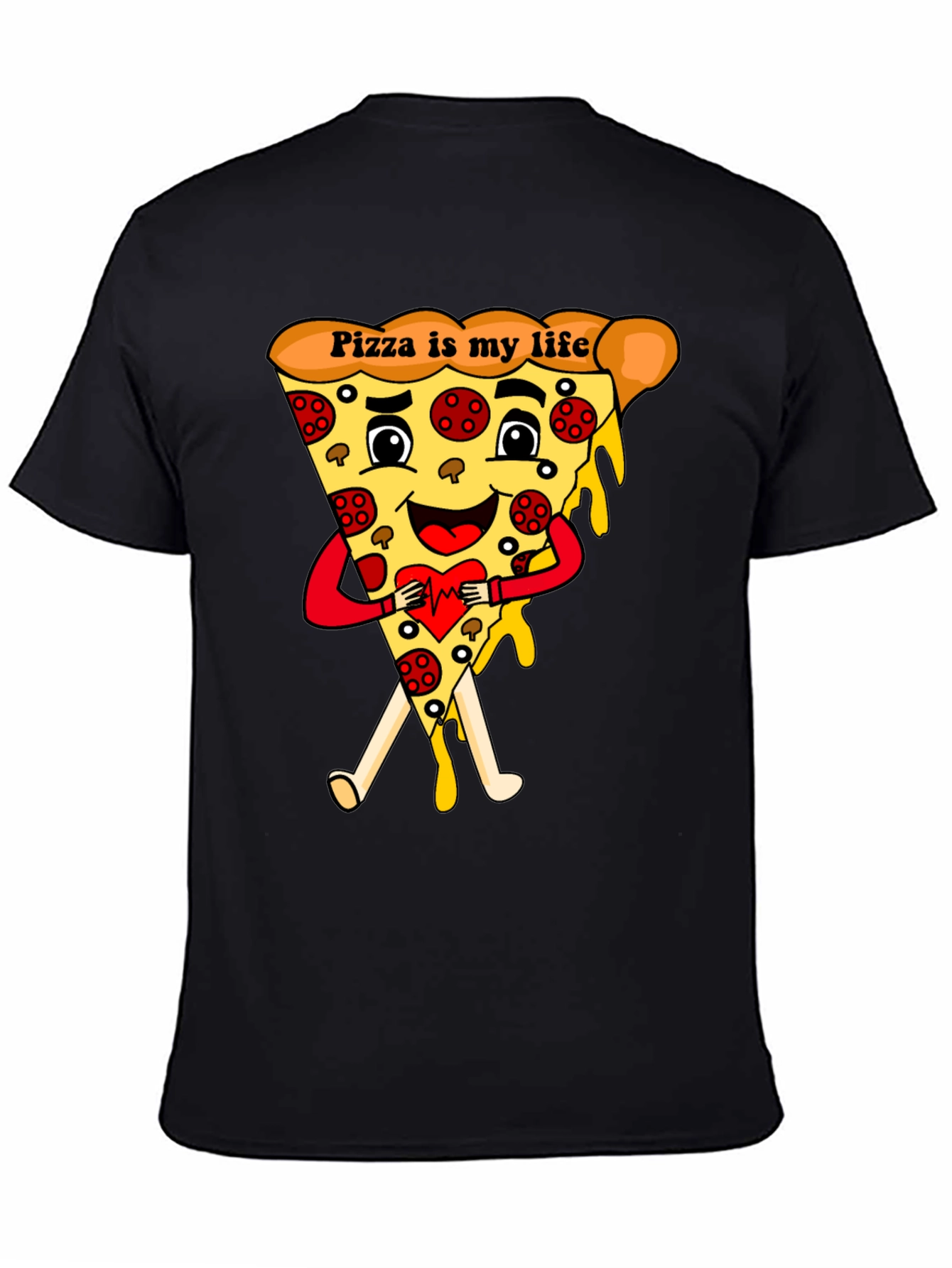 Pizza Is My Life Black Graphic Tee