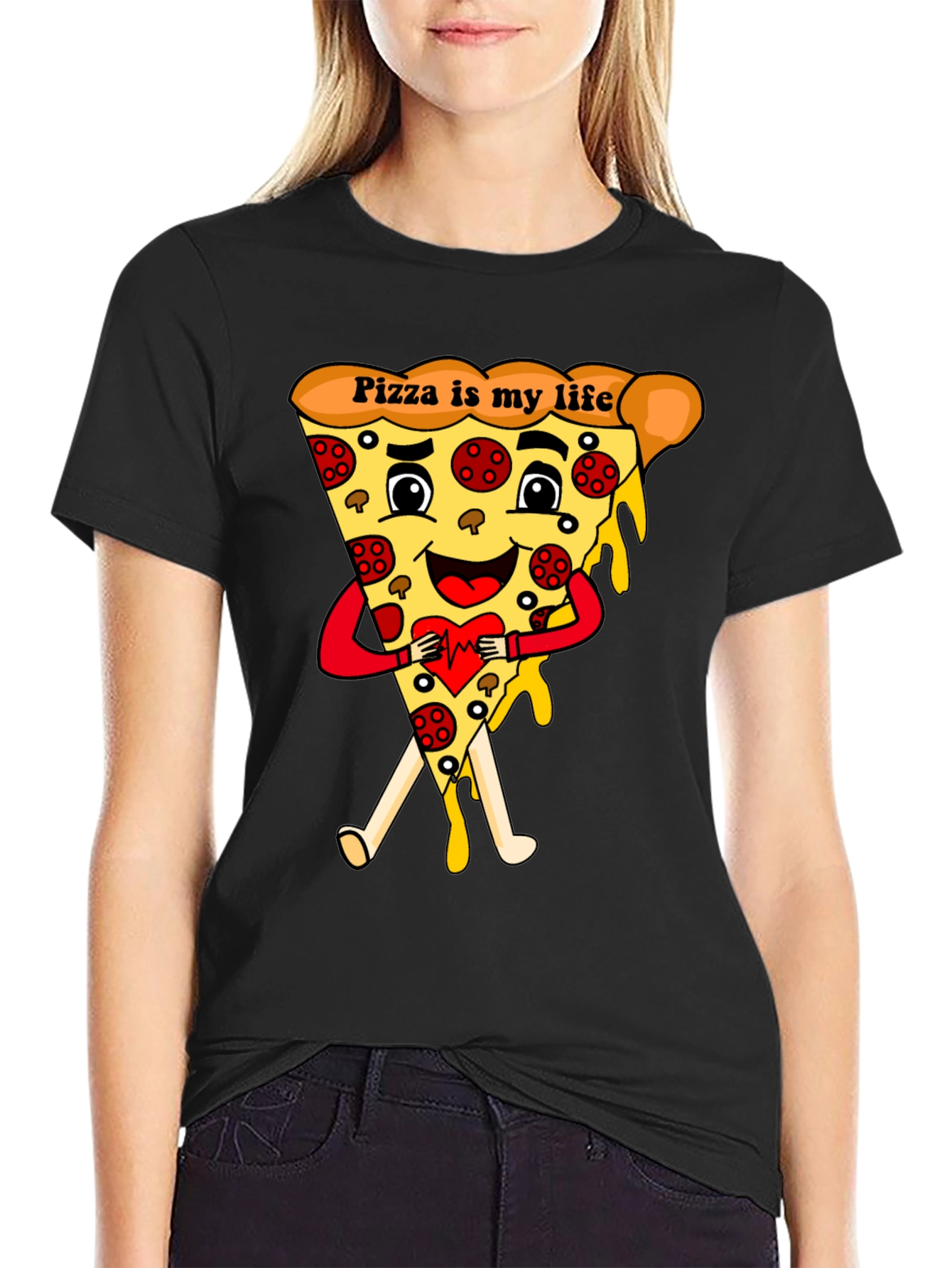 Pizza Is My Life Black Graphic Tee