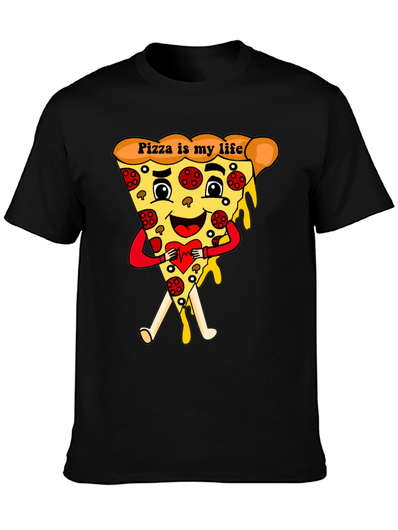 Pizza Is My Life Black Graphic Tee