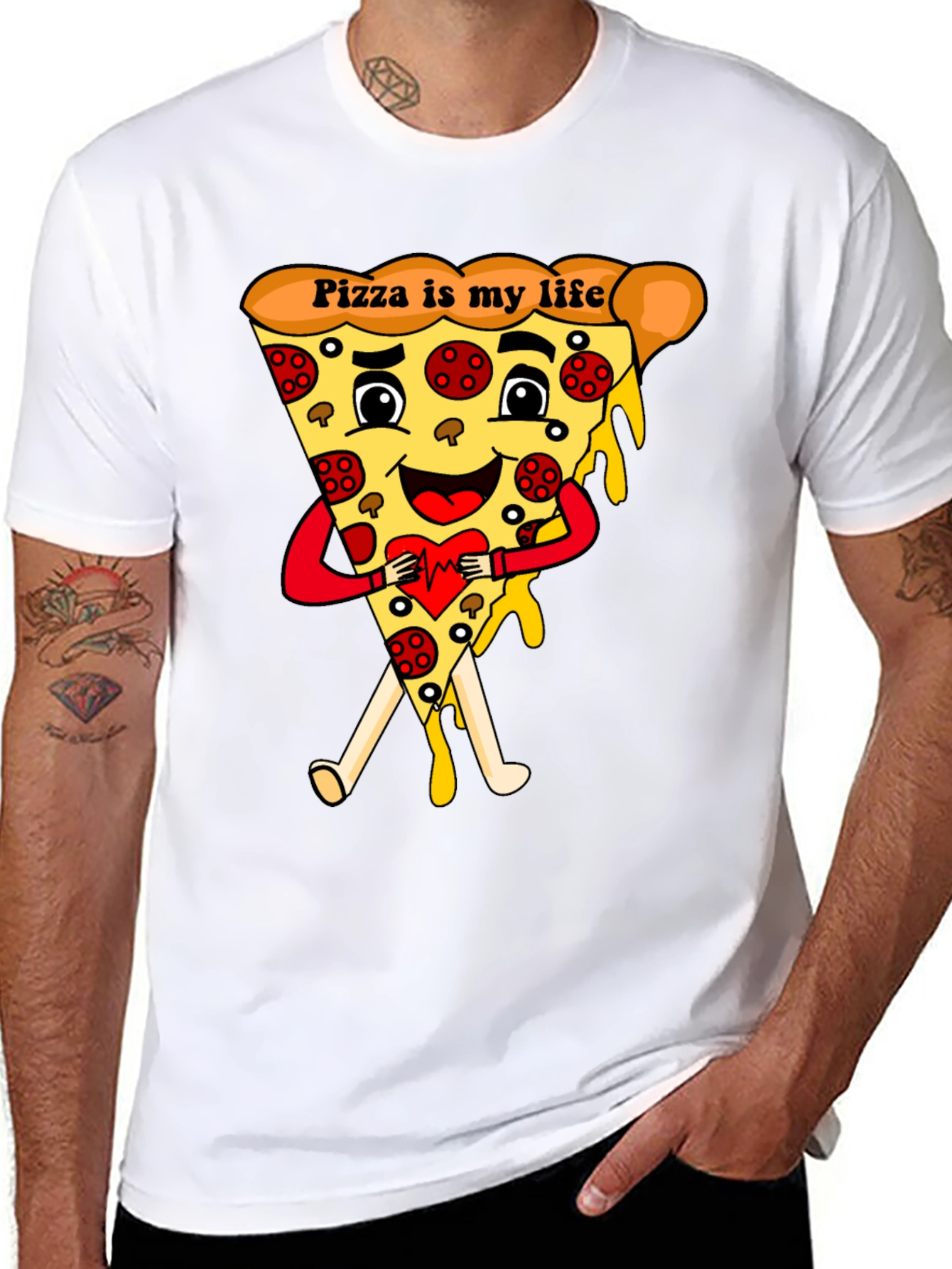 Pizza Is My Life Black Graphic Tee