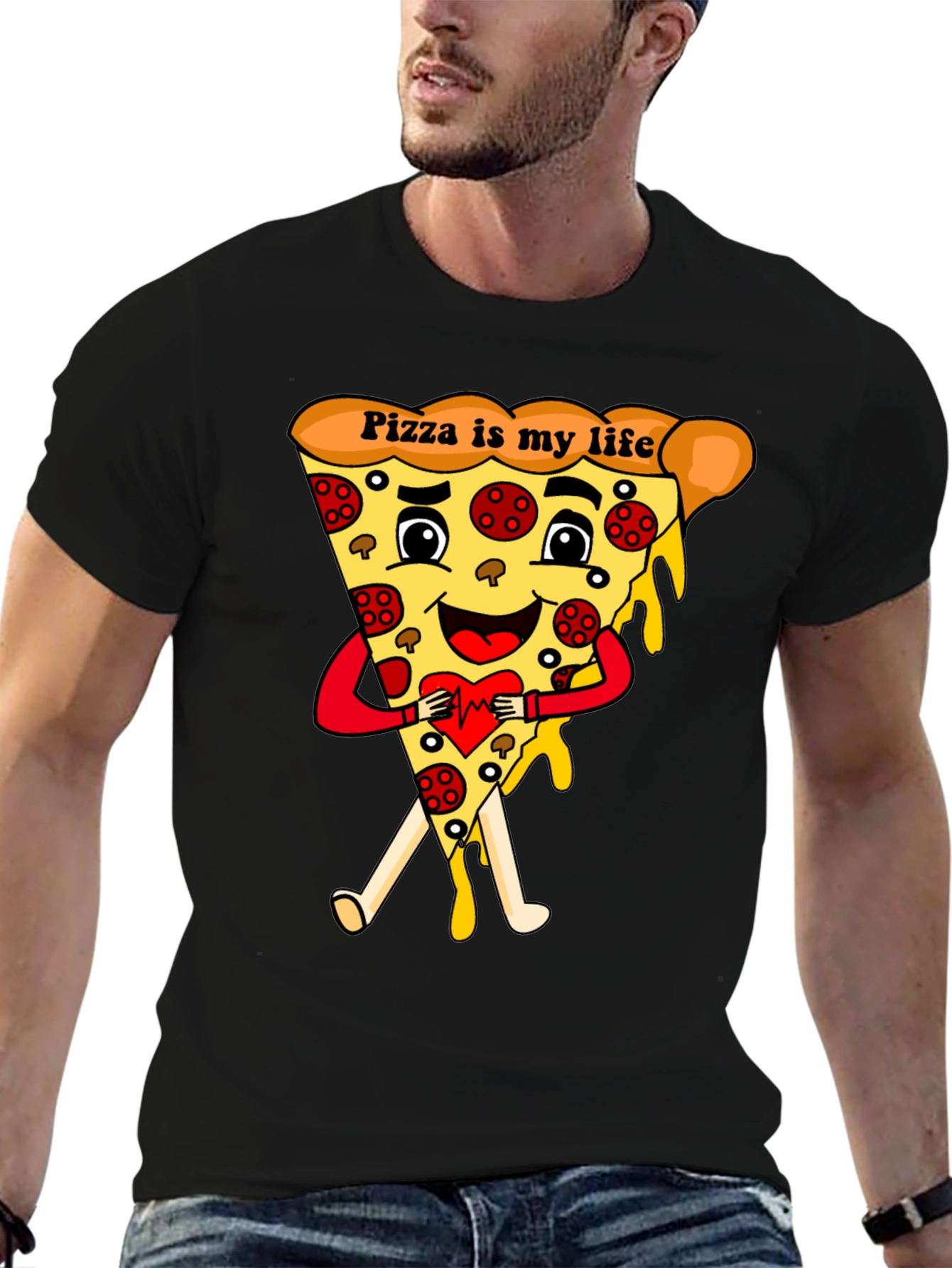 Pizza Is My Life Black Graphic Tee