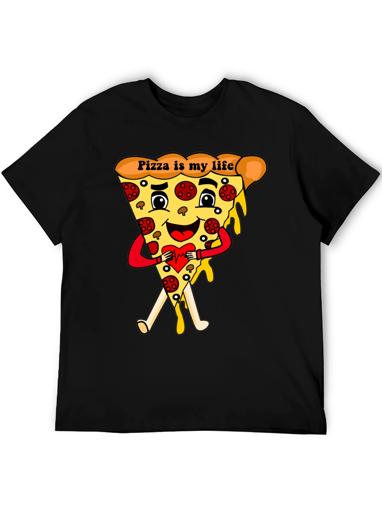 Pizza Is My Life Black Graphic Tee