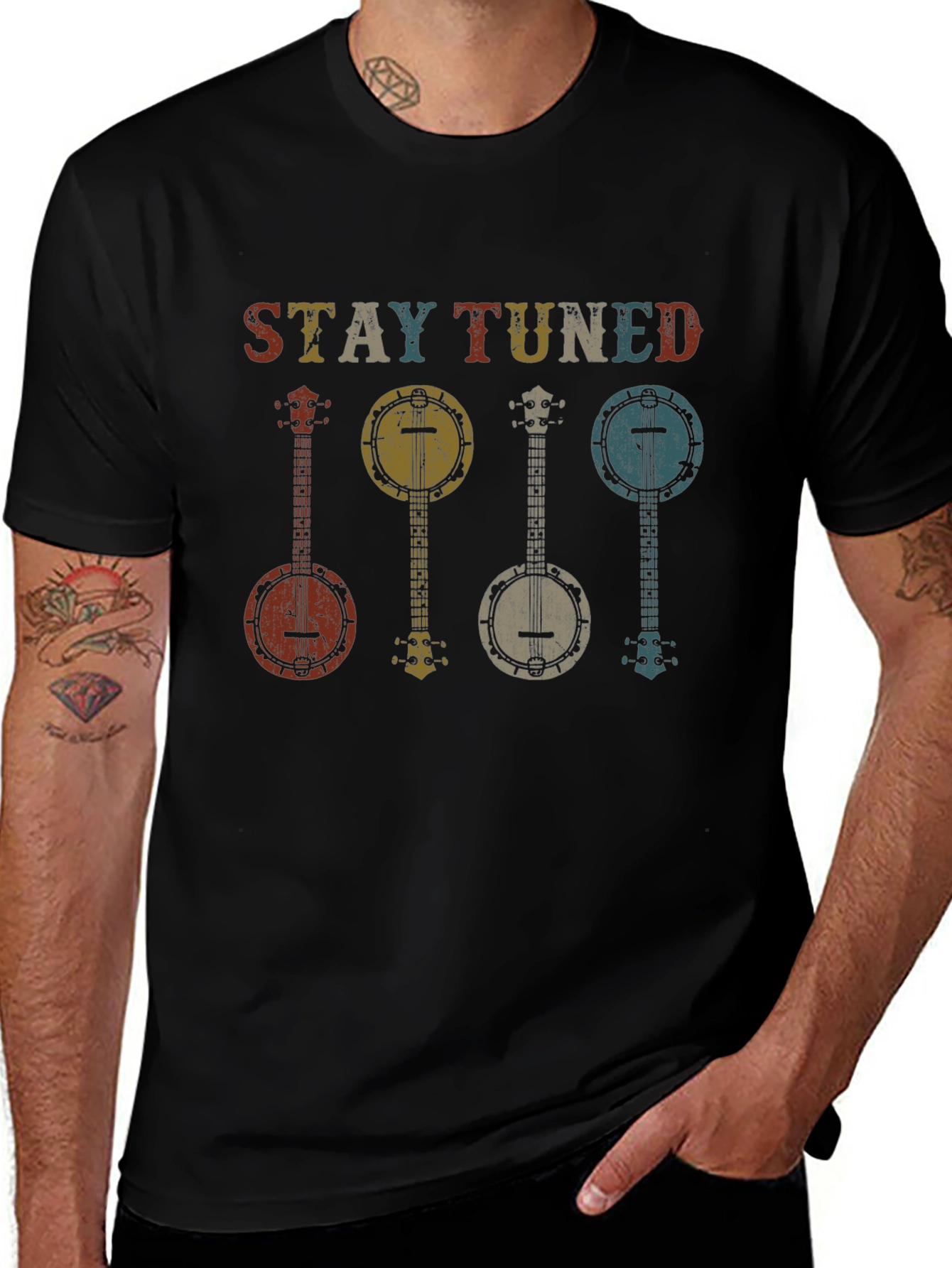 Stay Tuned Banjo Graphic Tee - Retro Music Shirt