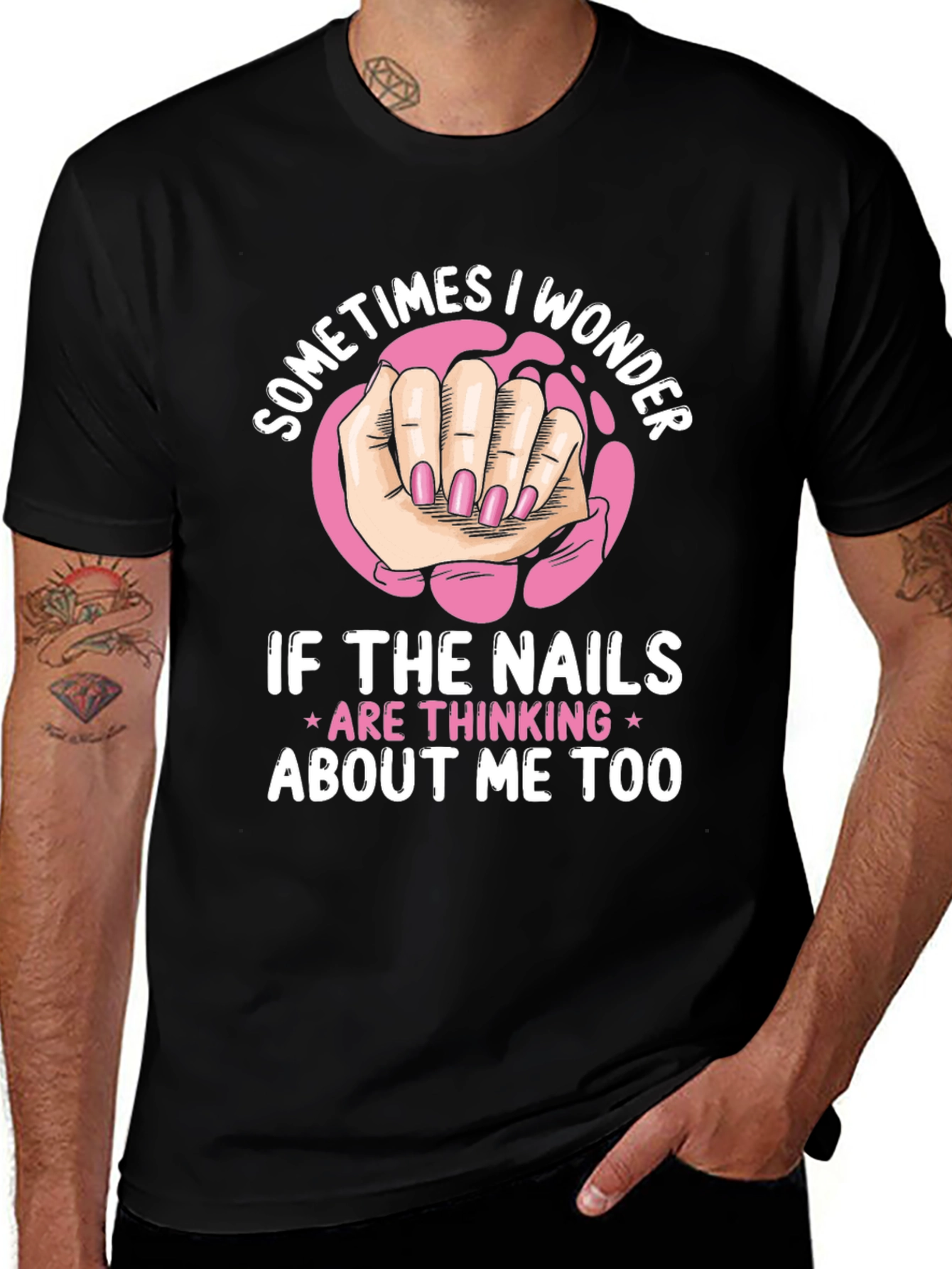 Funny Nail Art T-Shirt - Sometimes I Wonder Design