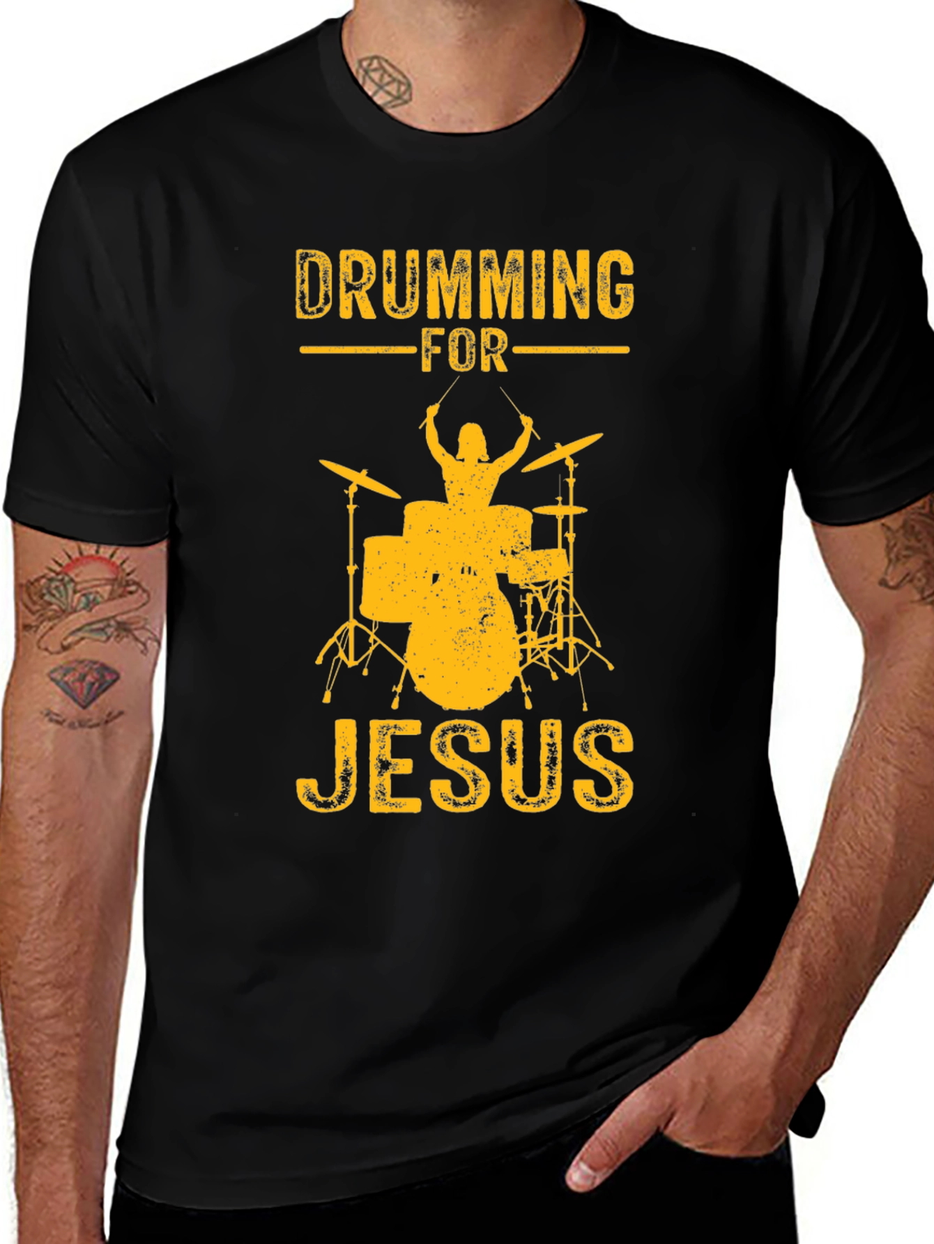 Drumming For Jesus Black T-Shirt
