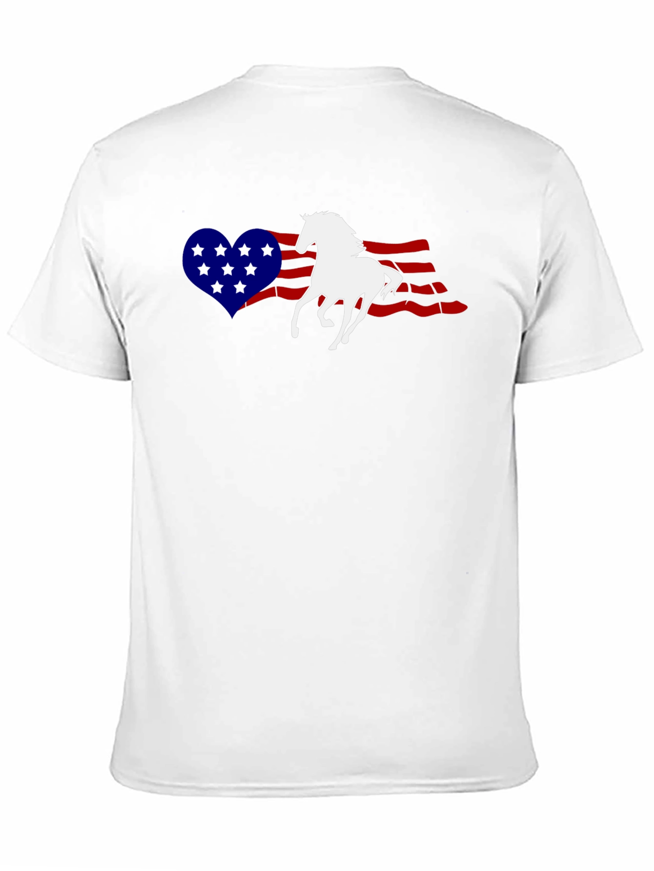 American Flag Horse Graphic Tee - Patriotic Style