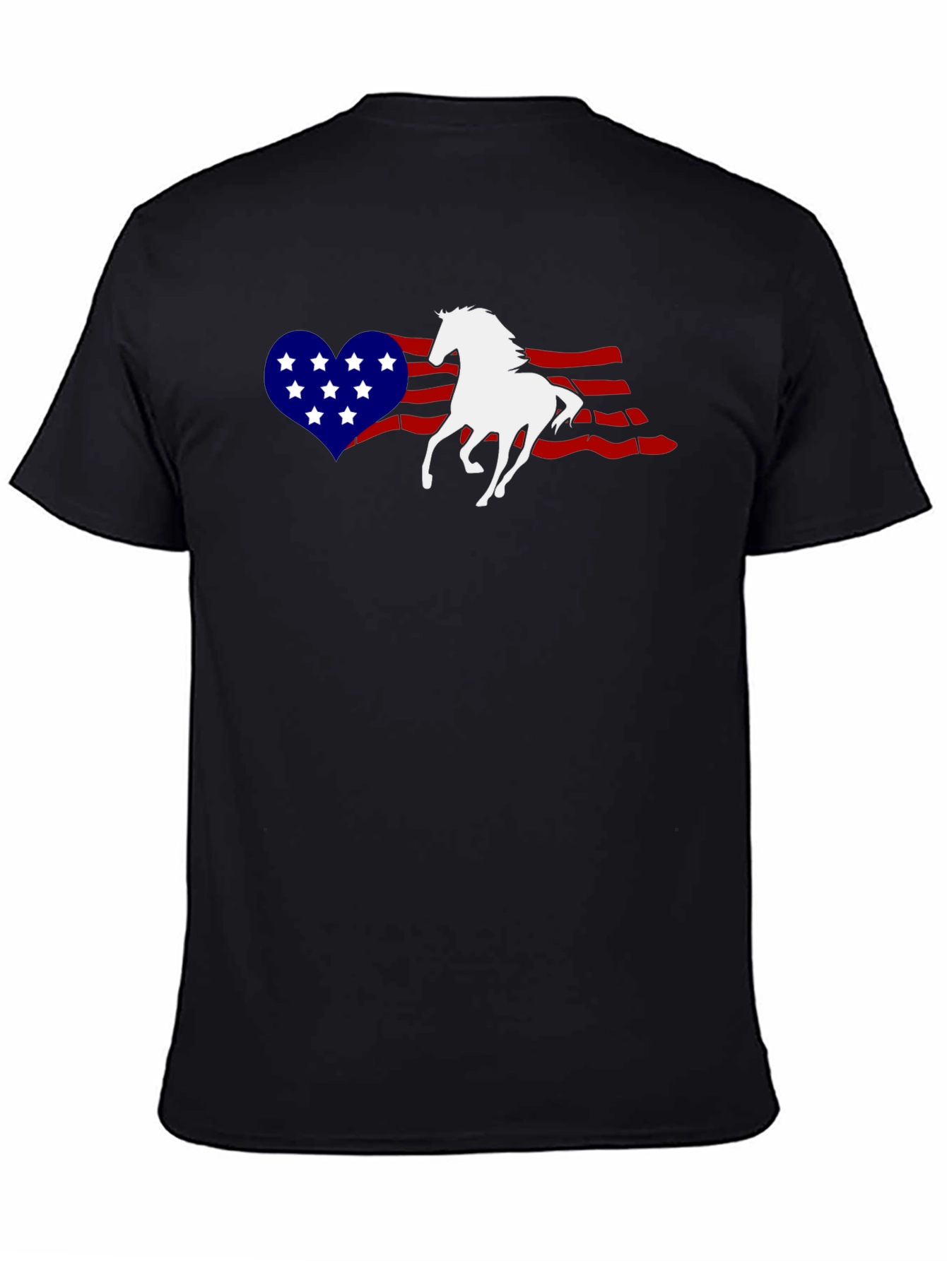 American Flag Horse Graphic Tee - Patriotic Style