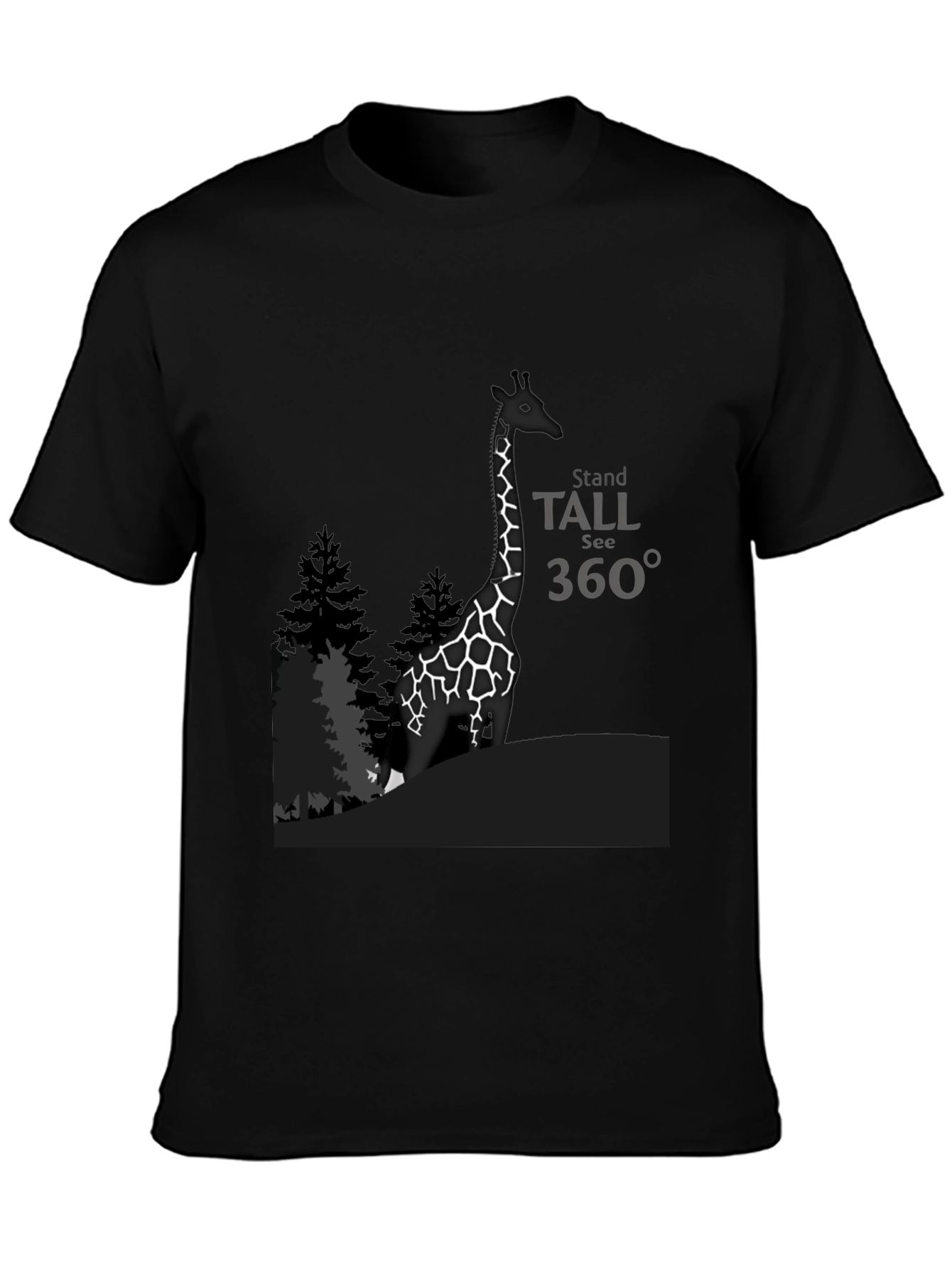 Stand Tall Giraffe Graphic T-Shirt - Black