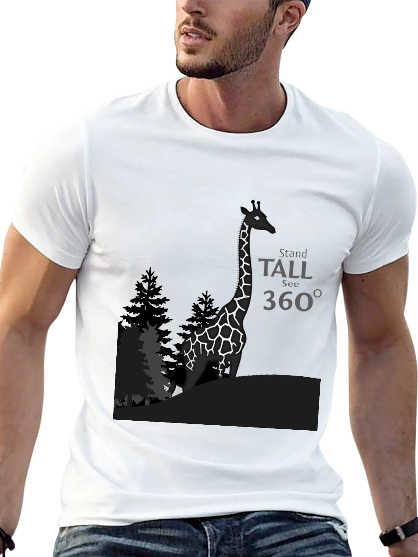 Stand Tall Giraffe Graphic T-Shirt - Black