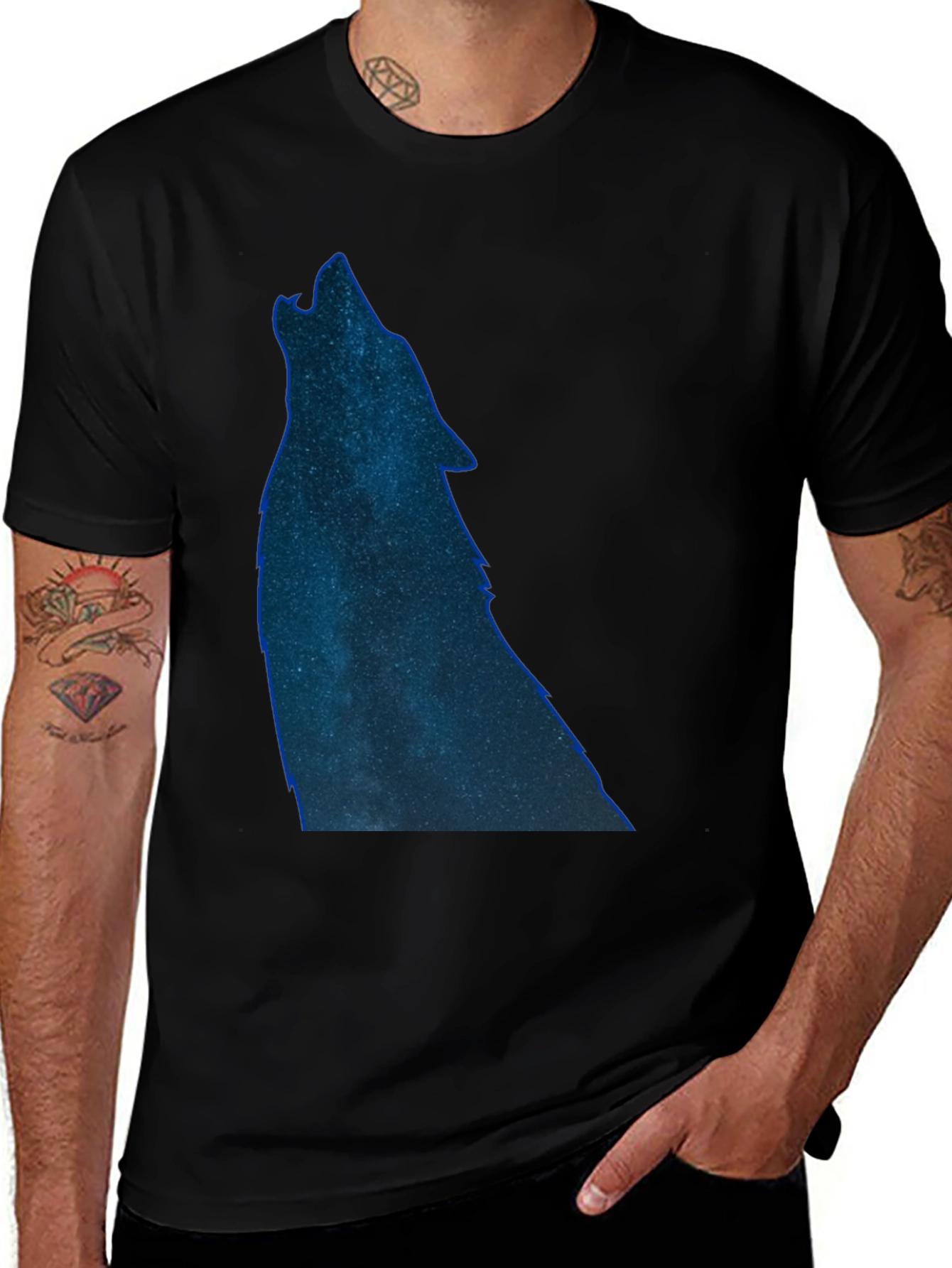 Wolf Galaxy T-Shirt - Black Cotton Tee
