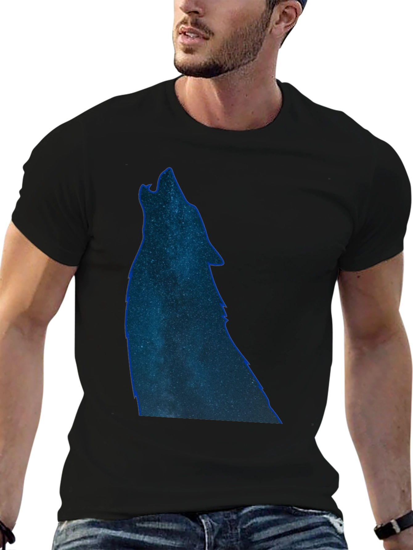 Wolf Galaxy T-Shirt - Black Cotton Tee