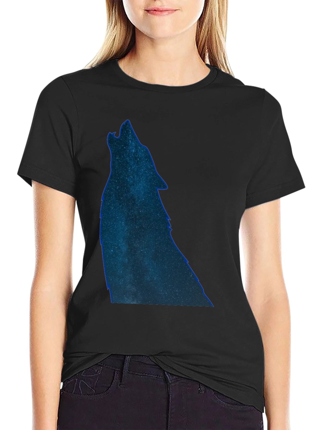 Wolf Galaxy T-Shirt - Black Cotton Tee
