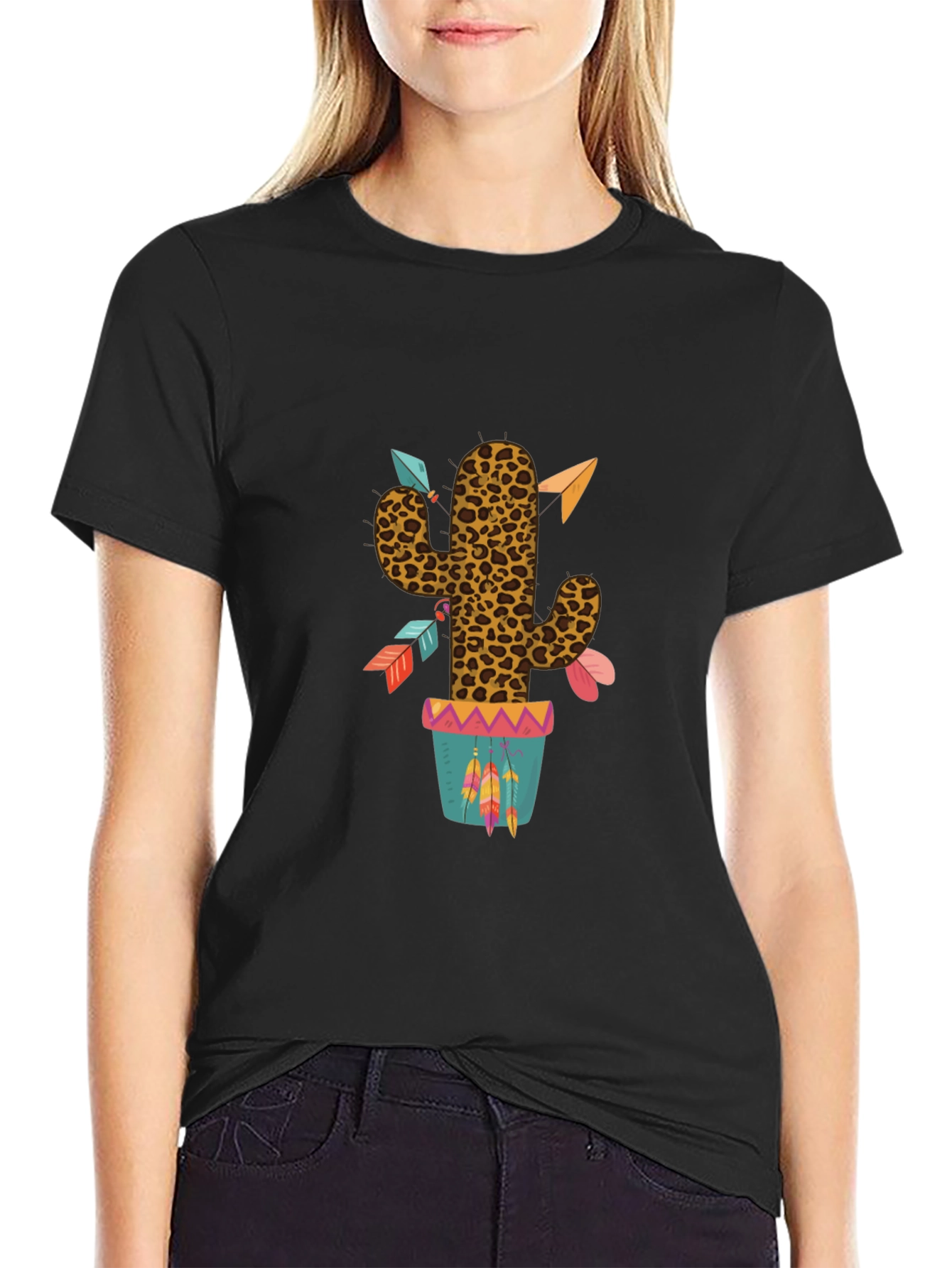 Leopard Print Cactus Graphic T-Shirt