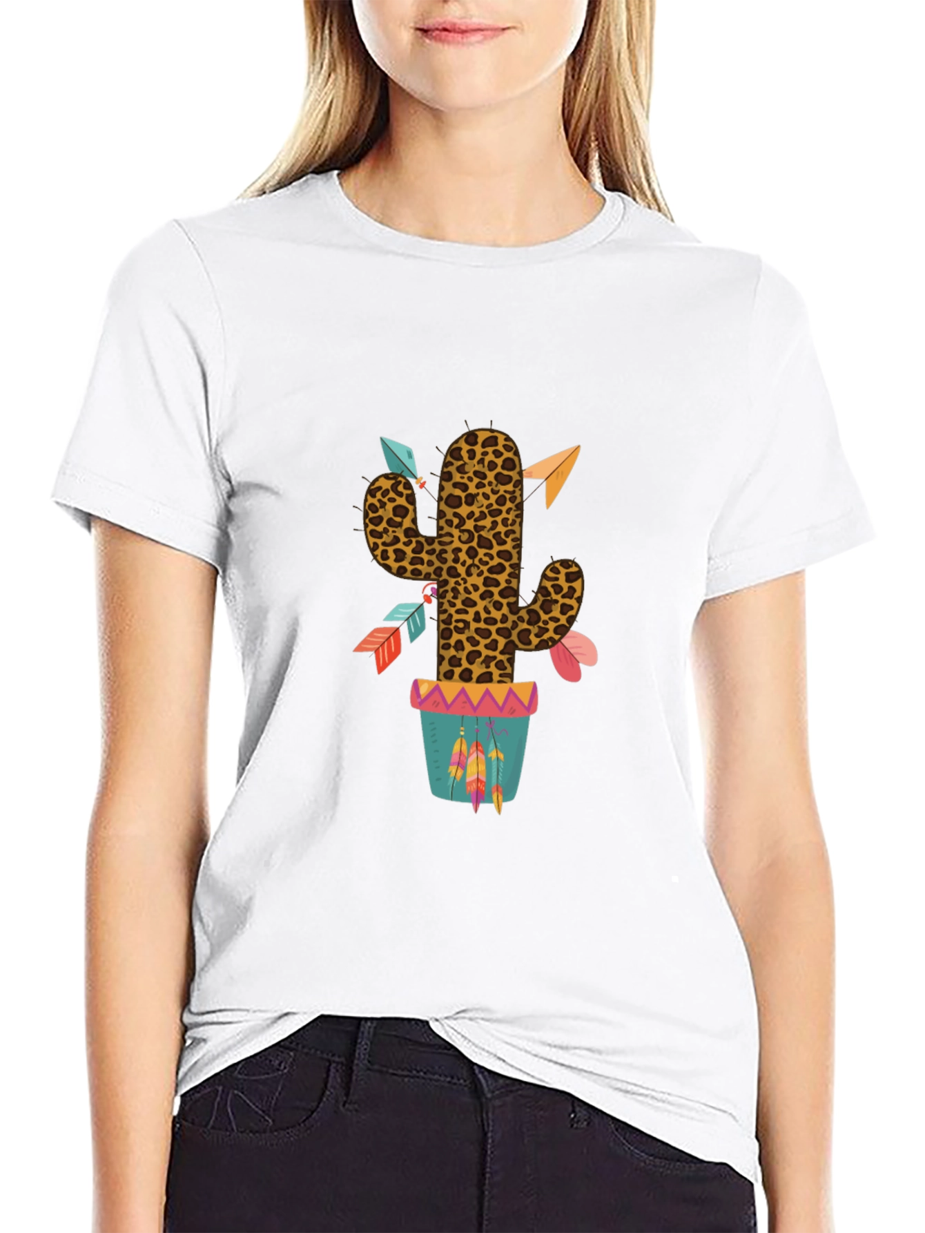 Leopard Print Cactus Graphic T-Shirt