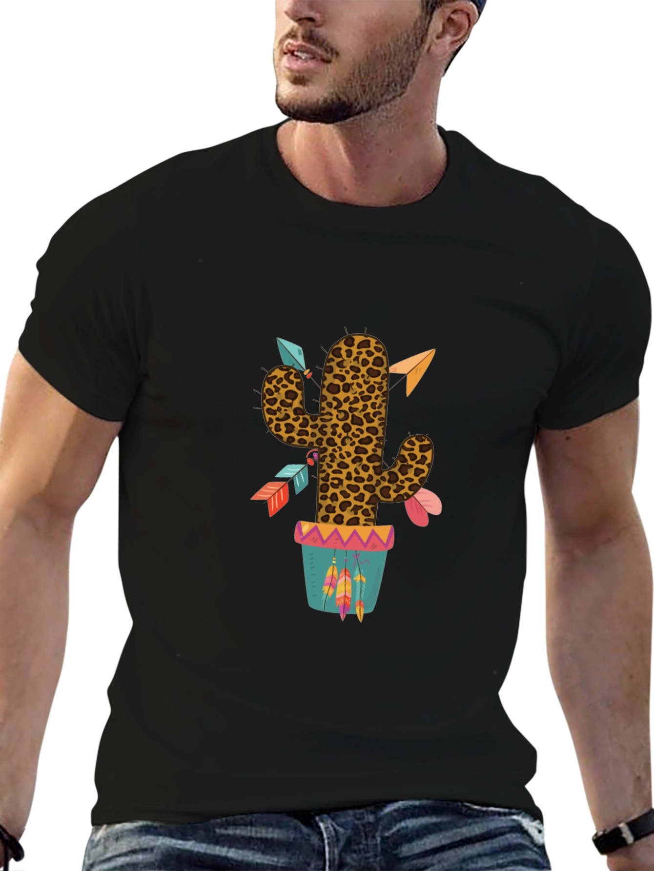 Leopard Print Cactus Graphic T-Shirt