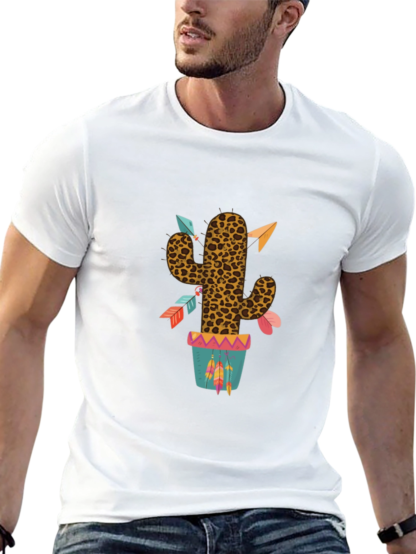 Leopard Print Cactus Graphic T-Shirt