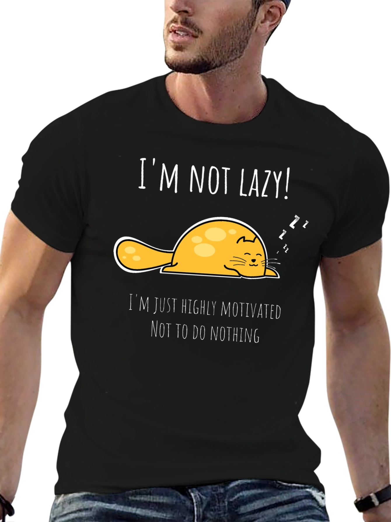 Lazy Cat T-Shirt - Highly Motivated To Do Nothing
