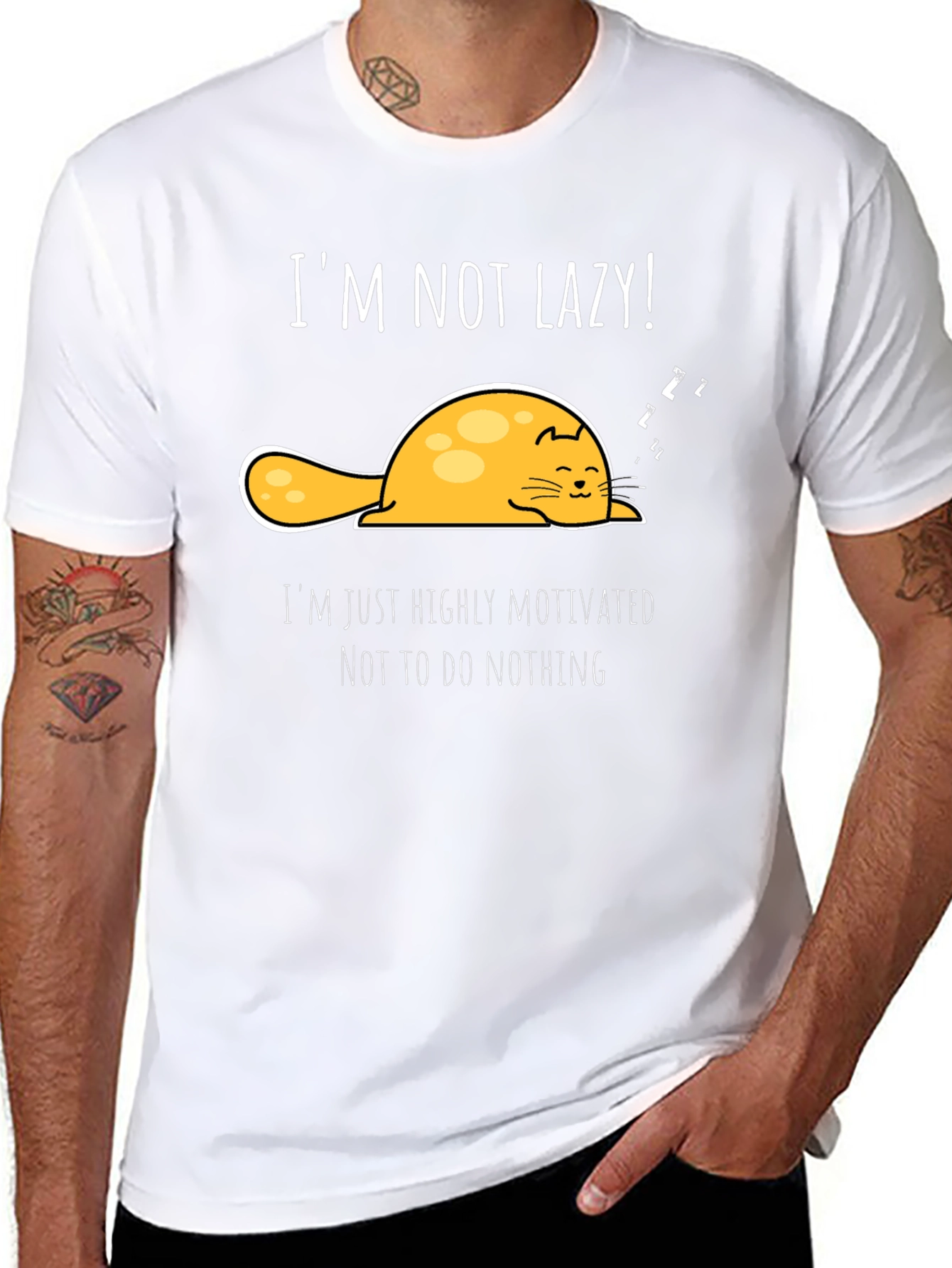 Lazy Cat T-Shirt - Highly Motivated To Do Nothing