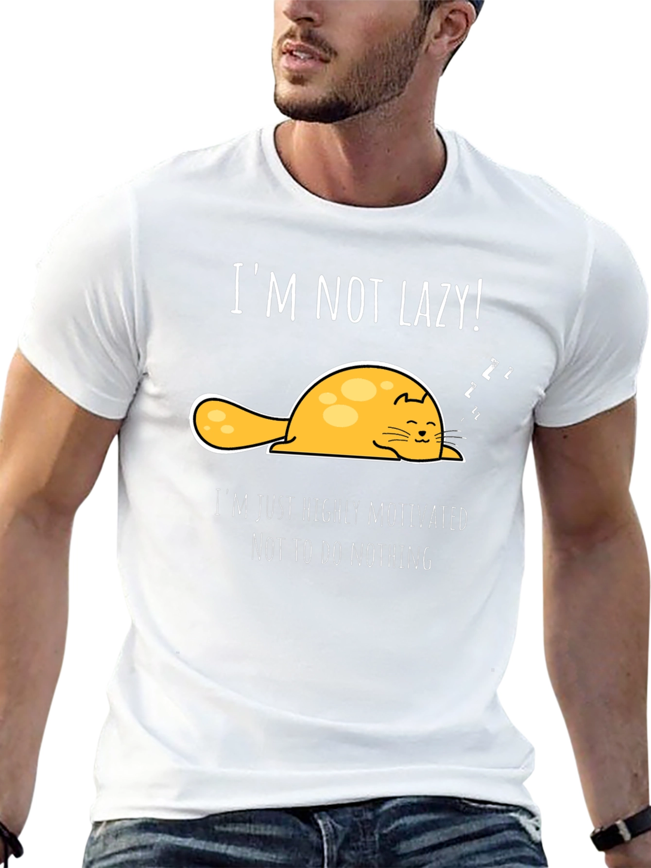 Lazy Cat T-Shirt - Highly Motivated To Do Nothing