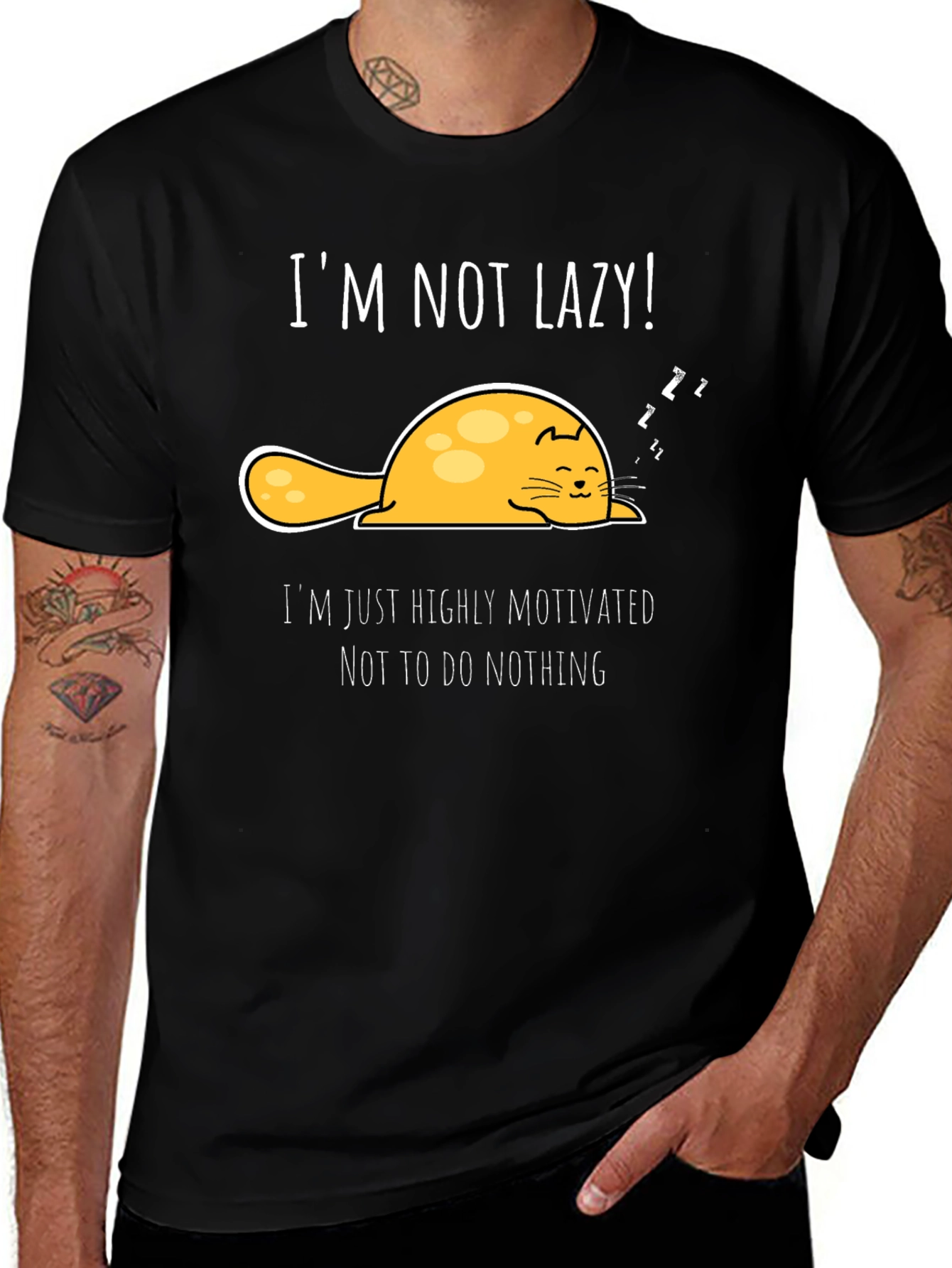 Lazy Cat T-Shirt - Highly Motivated To Do Nothing