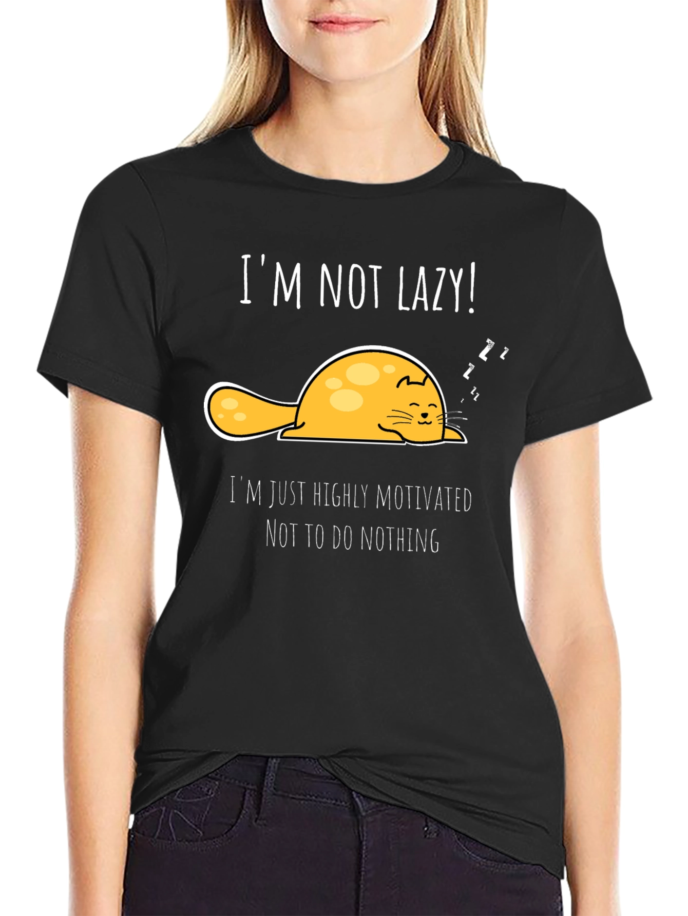 Lazy Cat T-Shirt - Highly Motivated To Do Nothing