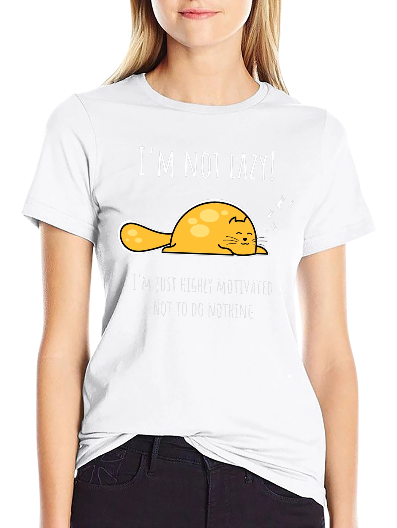 Lazy Cat T-Shirt - Highly Motivated To Do Nothing