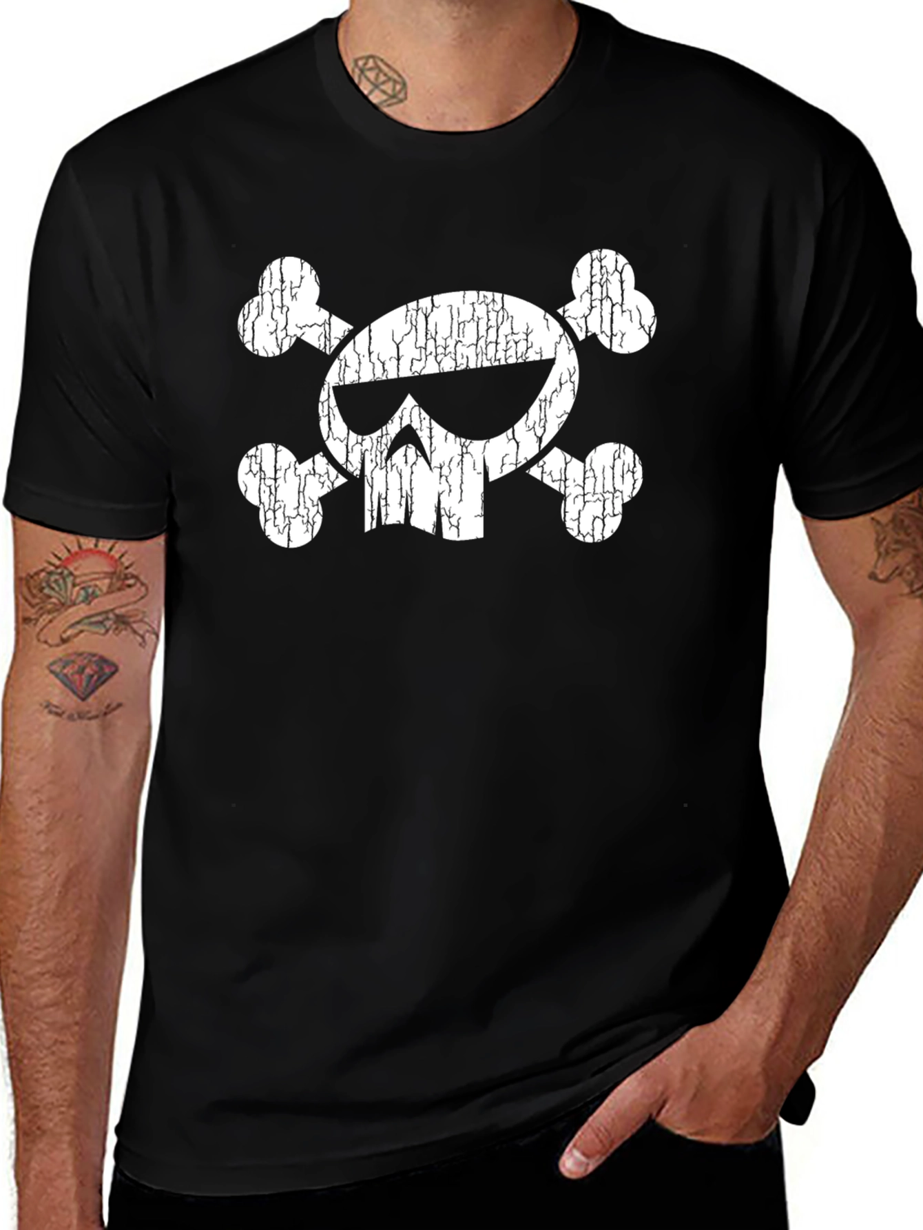 Skull & Crossbones Graphic Tee - Mens Black T-Shirt
