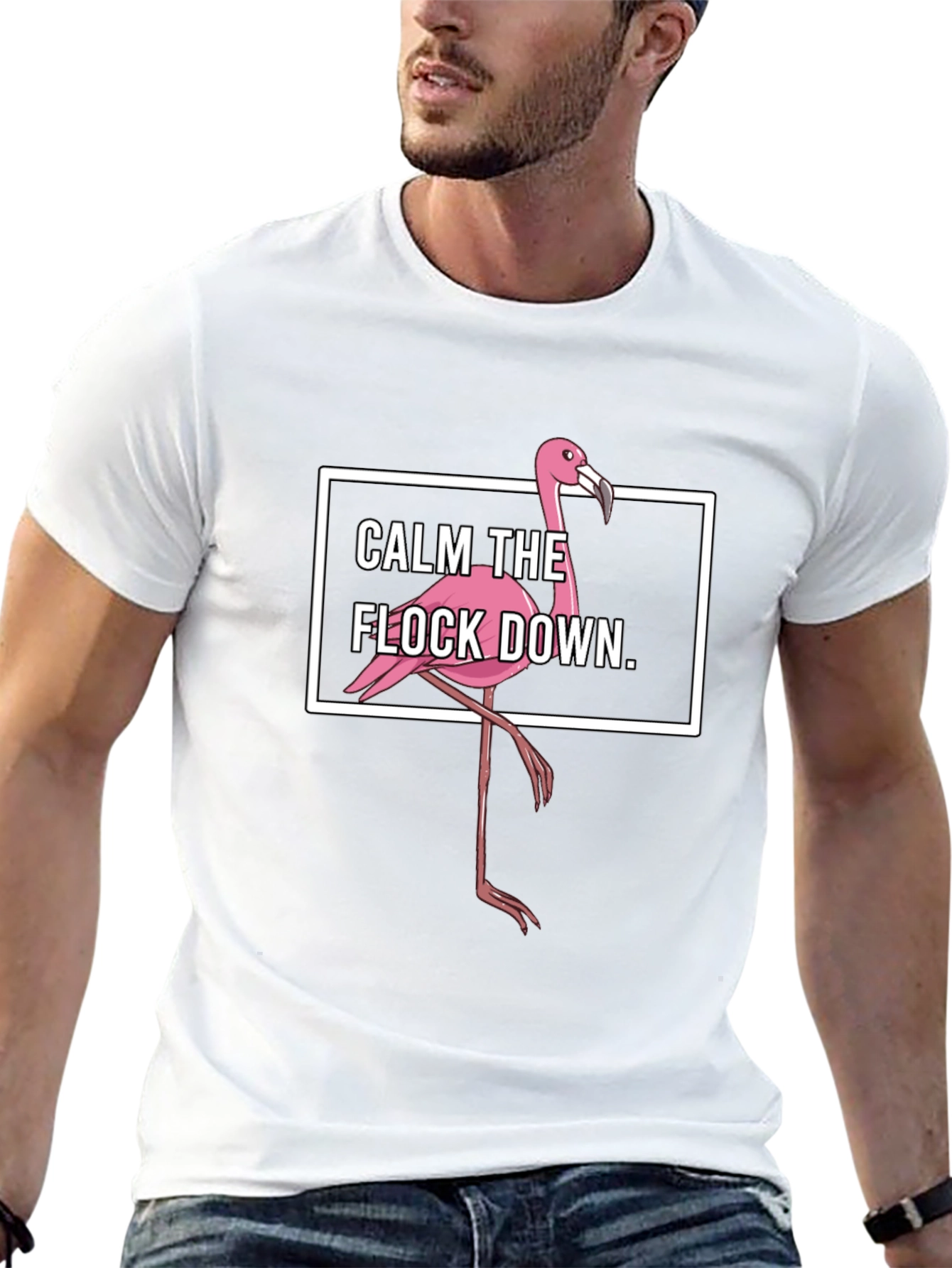 Calm The Flock Down T-Shirt Flamingo Graphic Tee