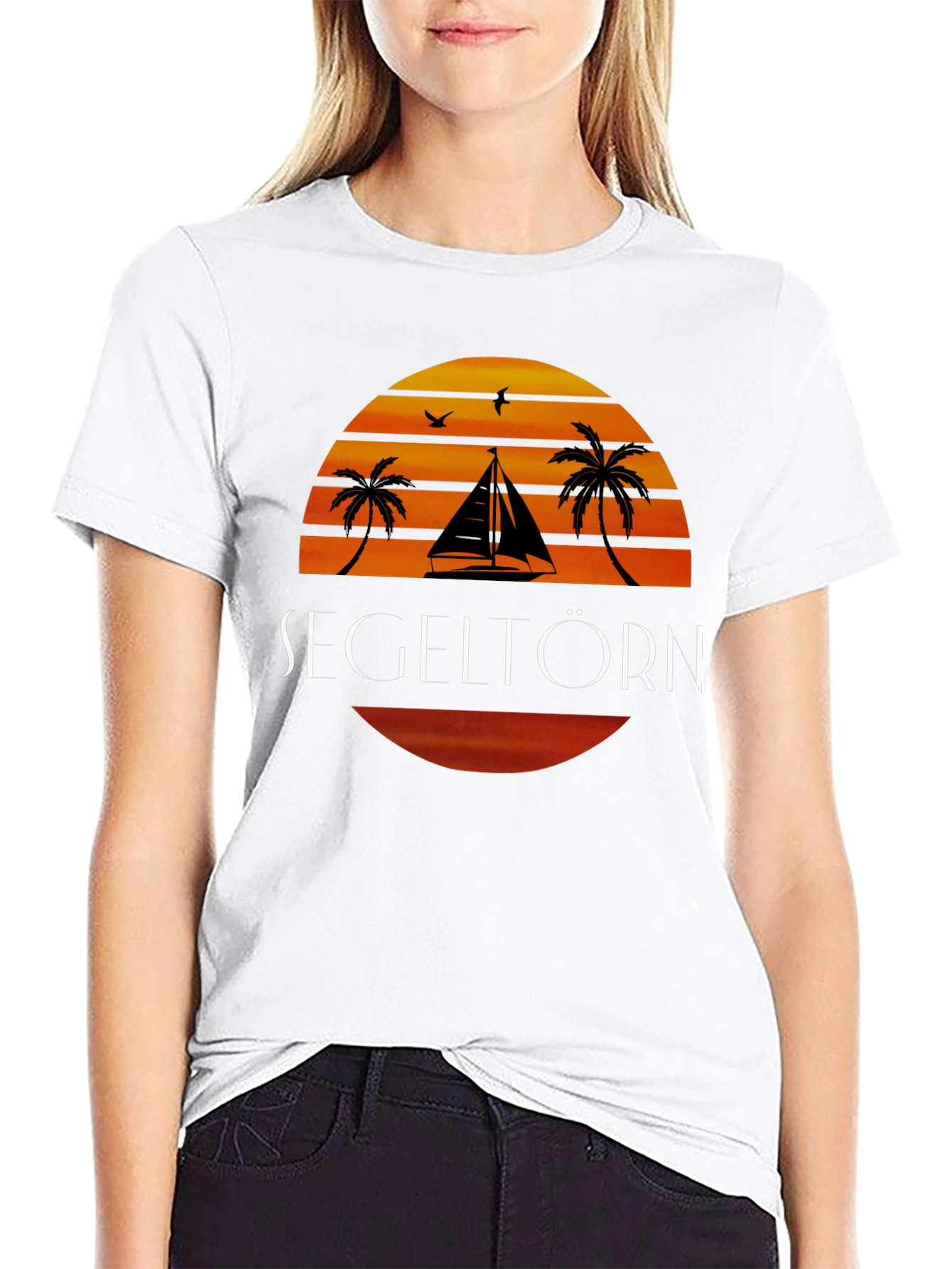 Sailboat Sunset Graphic T-Shirt