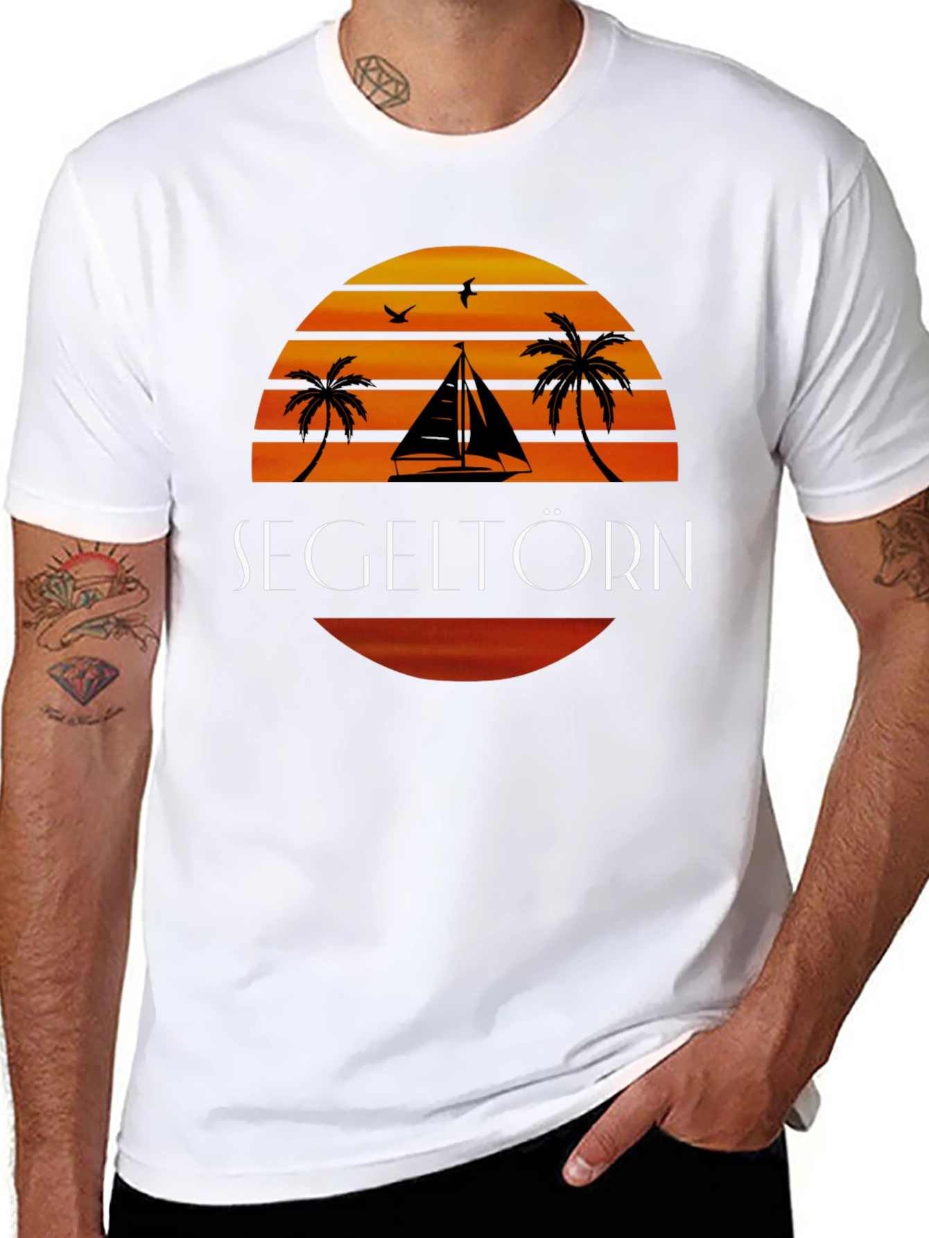 Sailboat Sunset Graphic T-Shirt