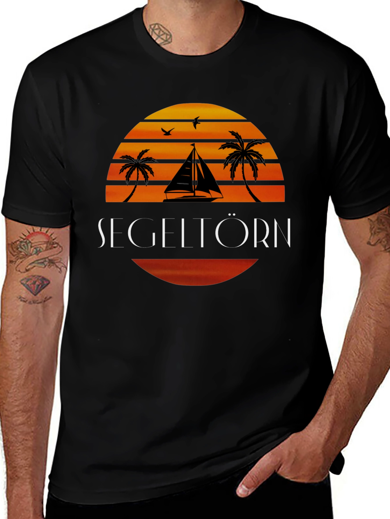 Sailboat Sunset Graphic T-Shirt