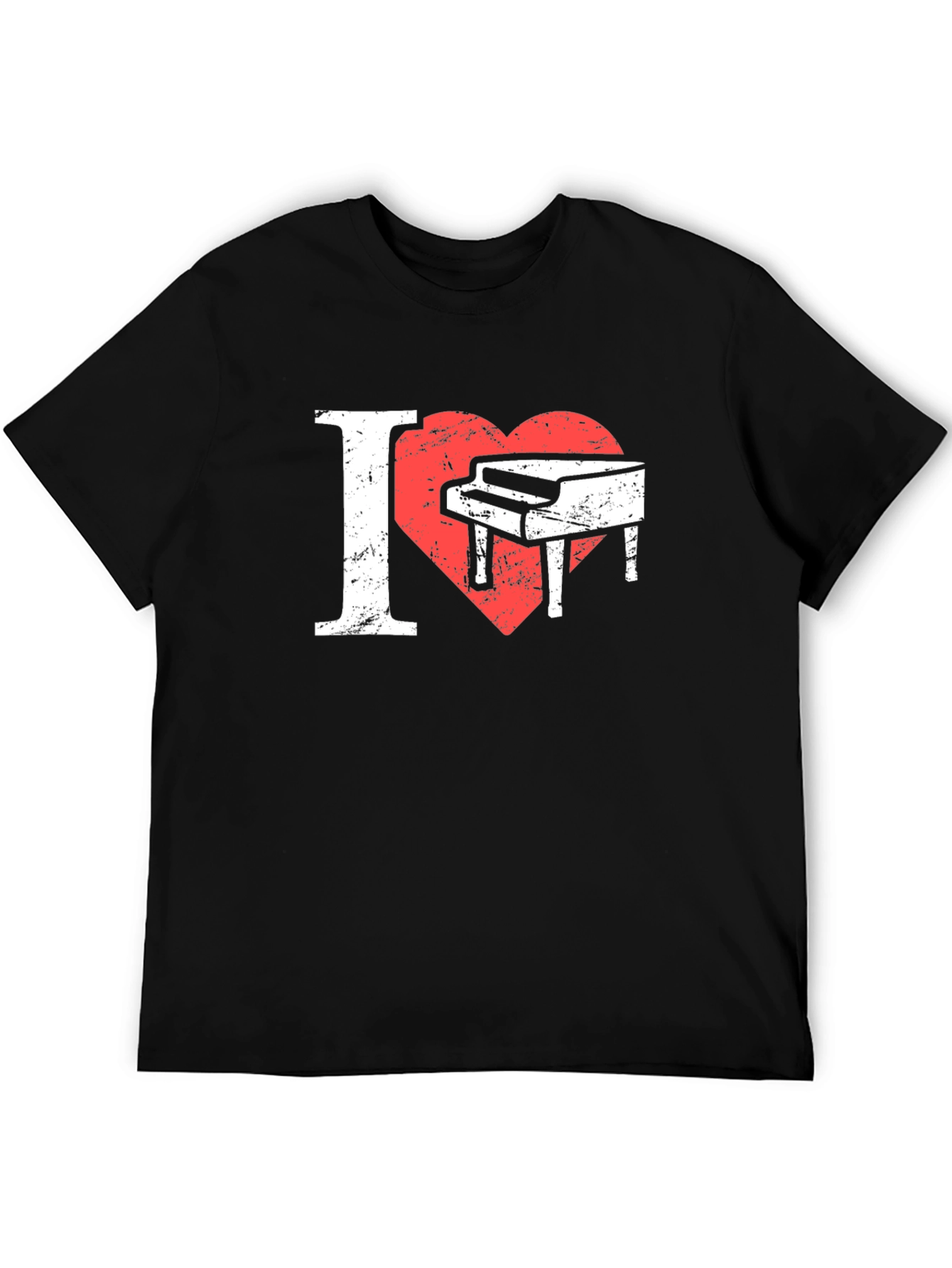 I Heart Piano Black T-Shirt