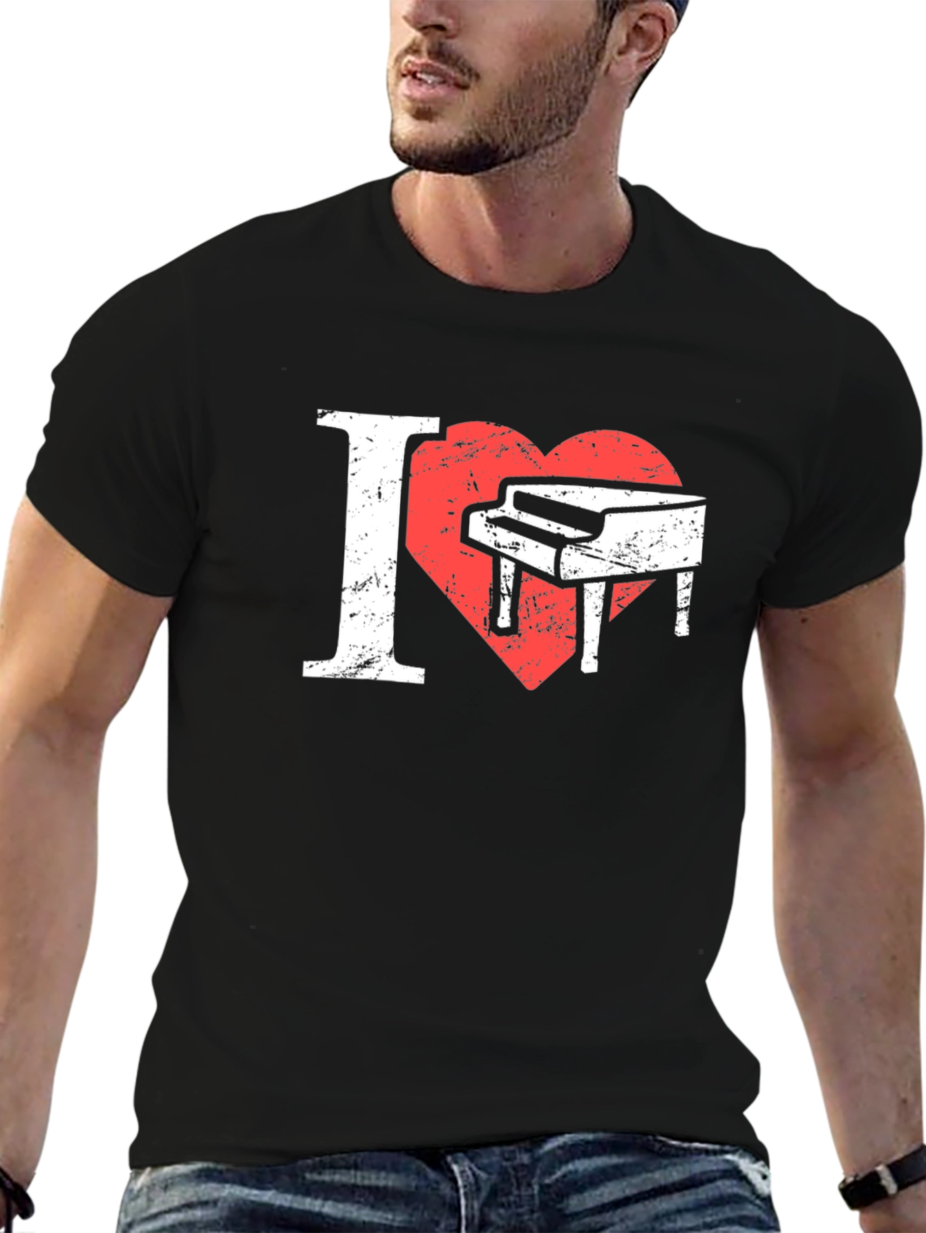 I Heart Piano Black T-Shirt