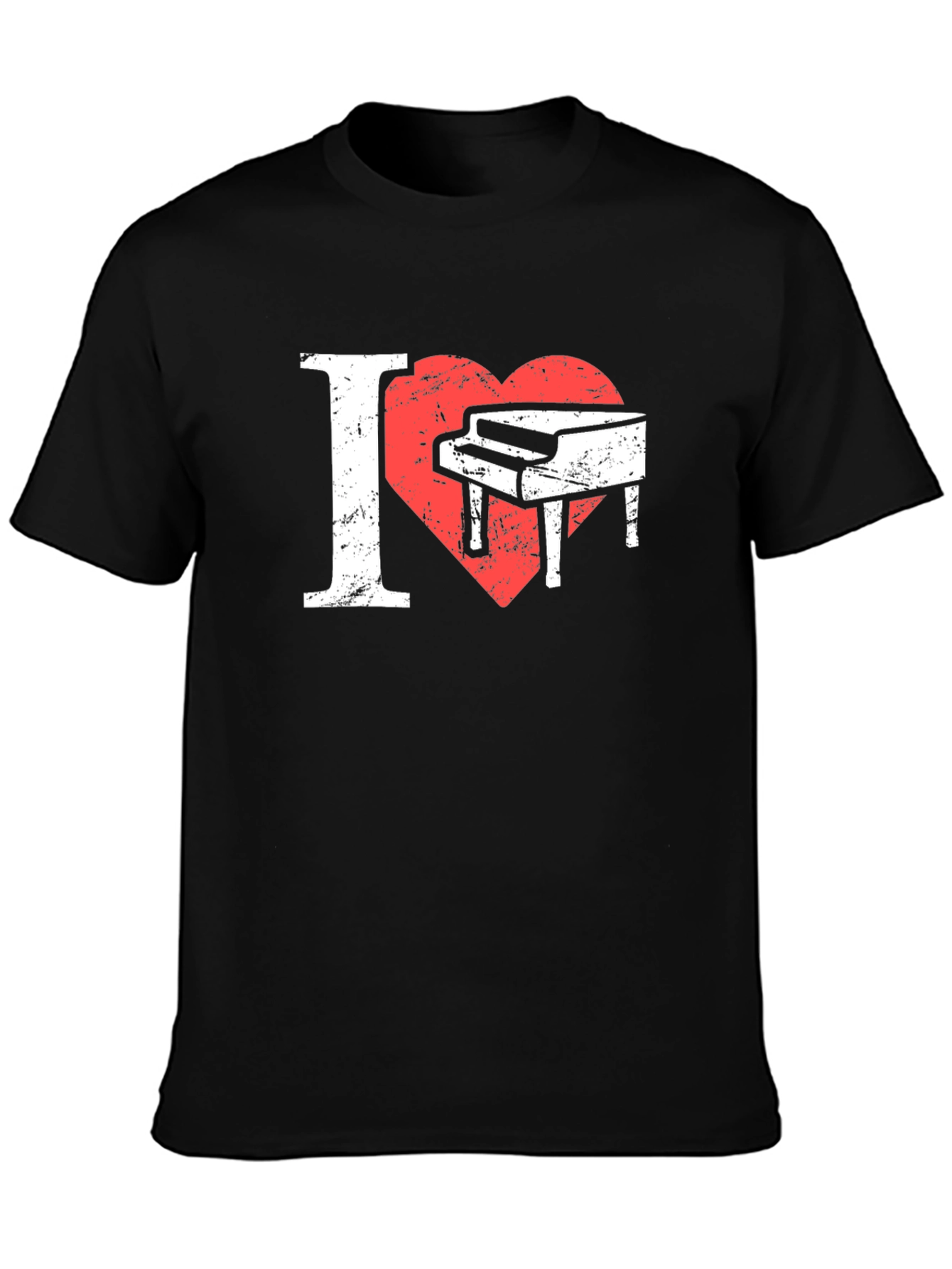 I Heart Piano Black T-Shirt