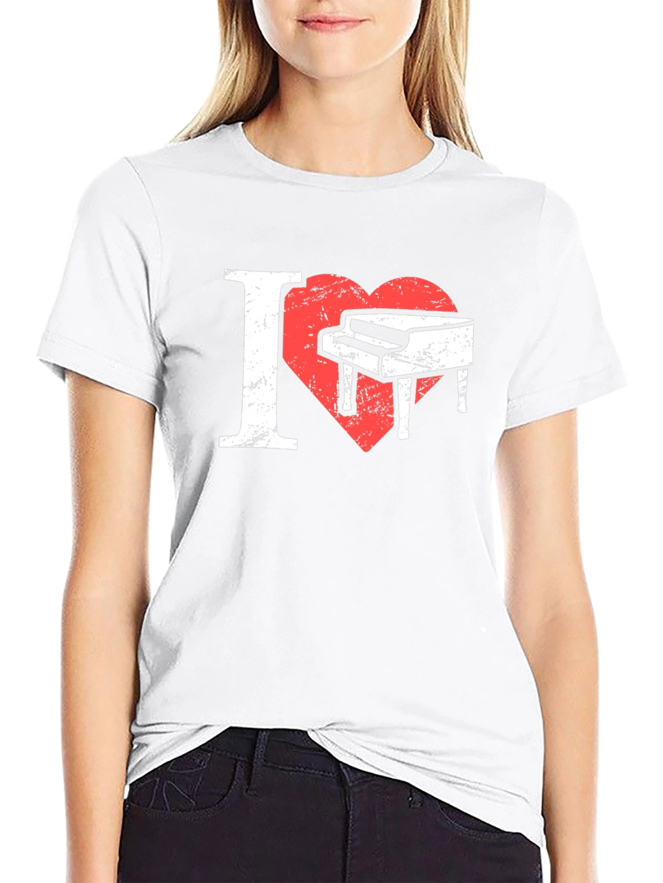 I Heart Piano Black T-Shirt