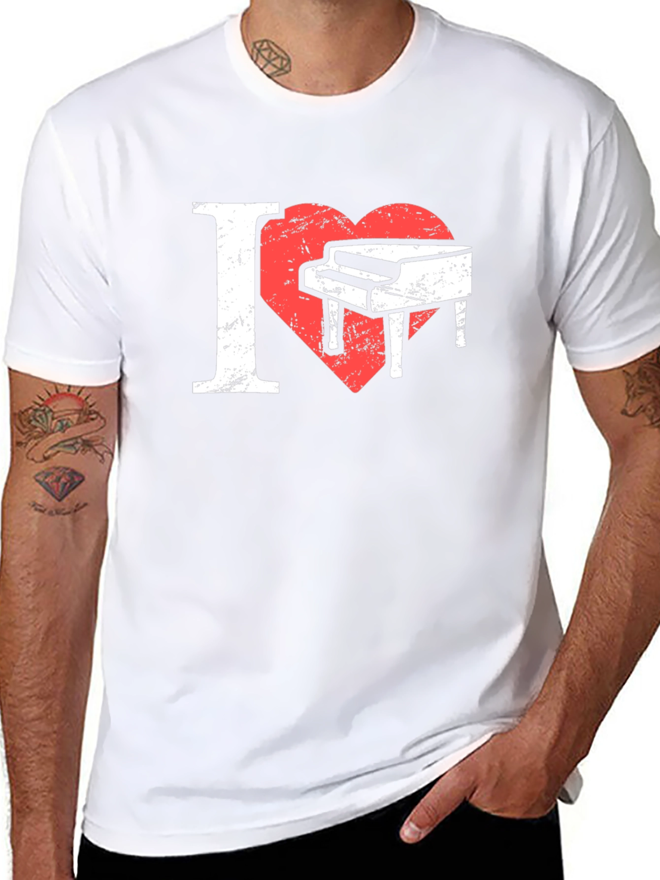I Heart Piano Black T-Shirt