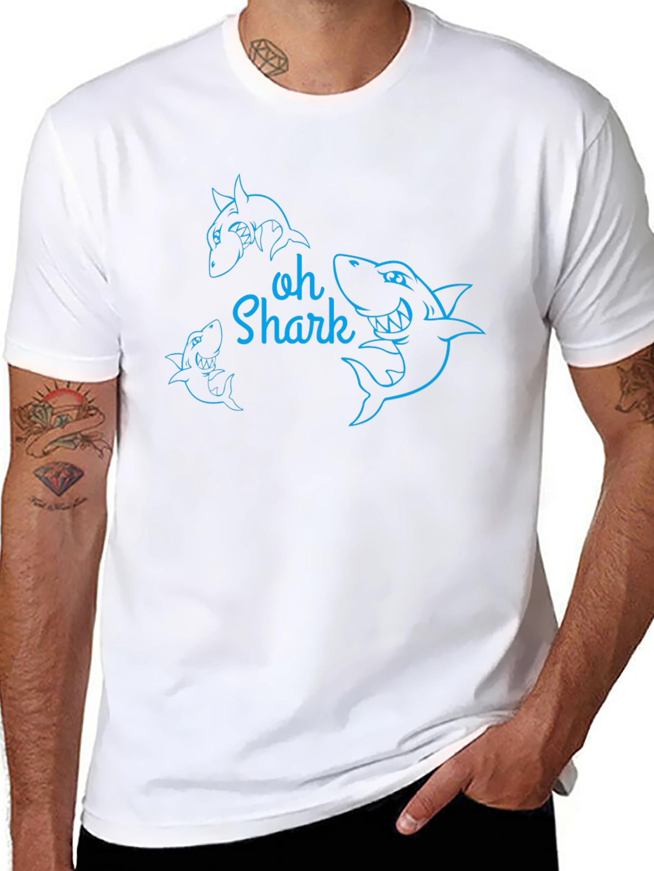 Oh Shark Graphic Tee - Black Cotton T-Shirt