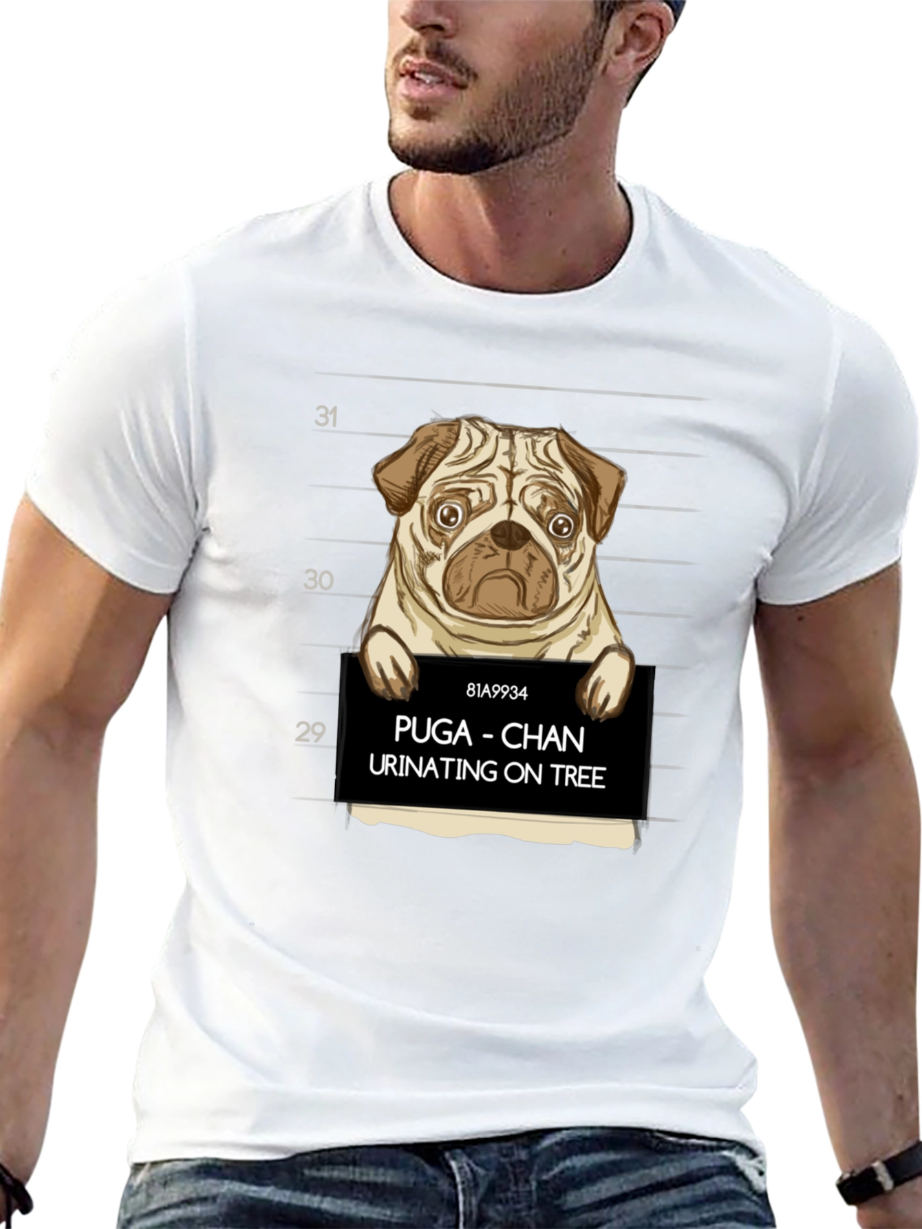 Puga Chan Urinating on Tree Graphic Tee
