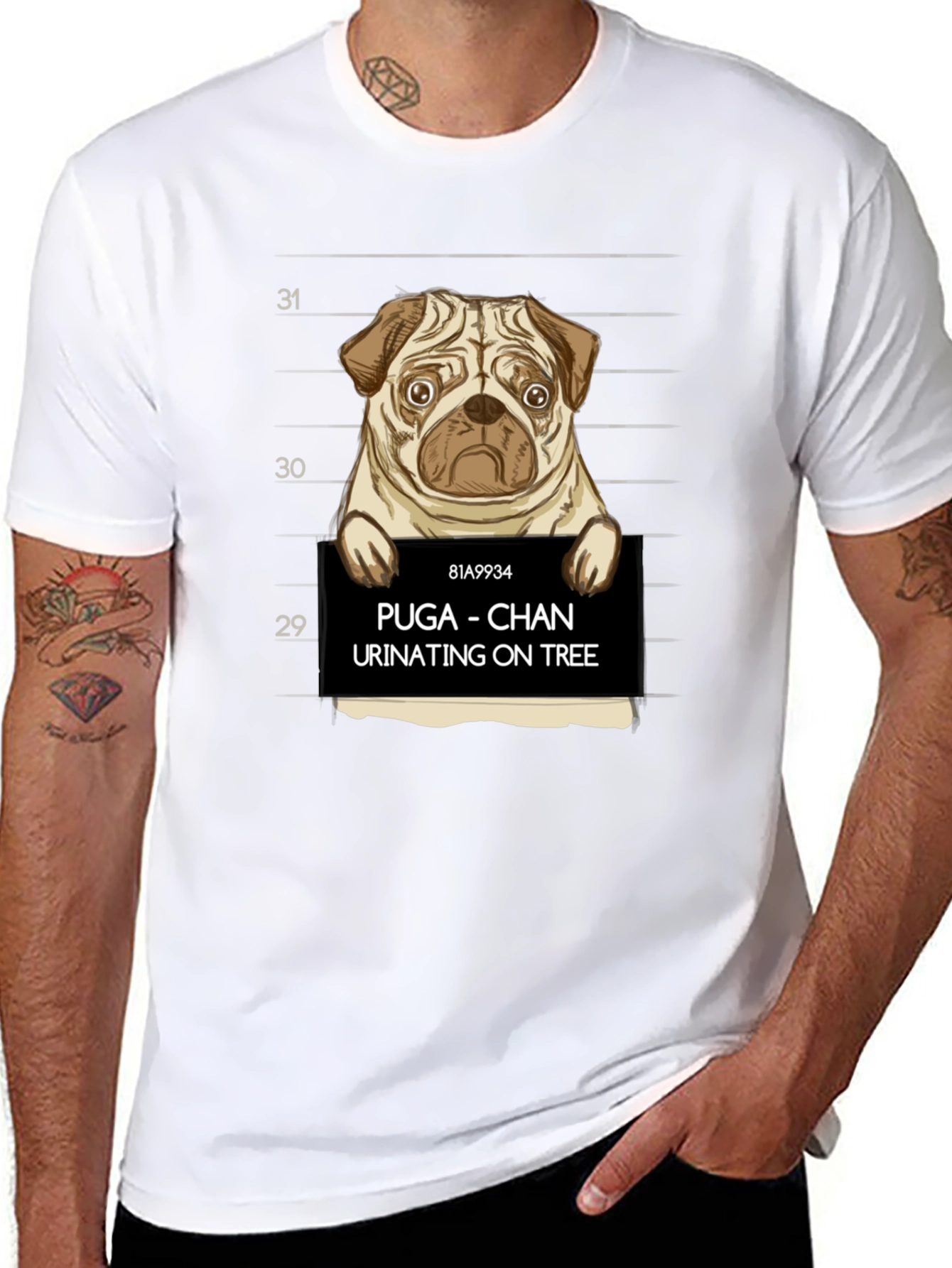 Puga Chan Urinating on Tree Graphic Tee