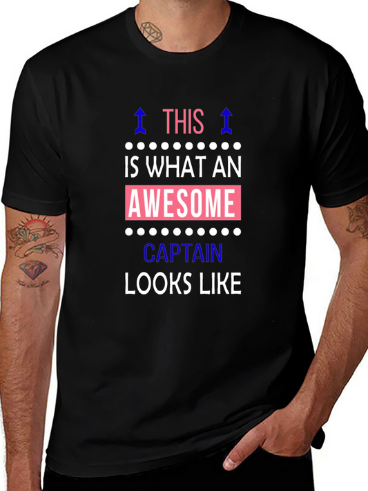 Awesome Captain T-Shirt - Black Crew Neck Tee