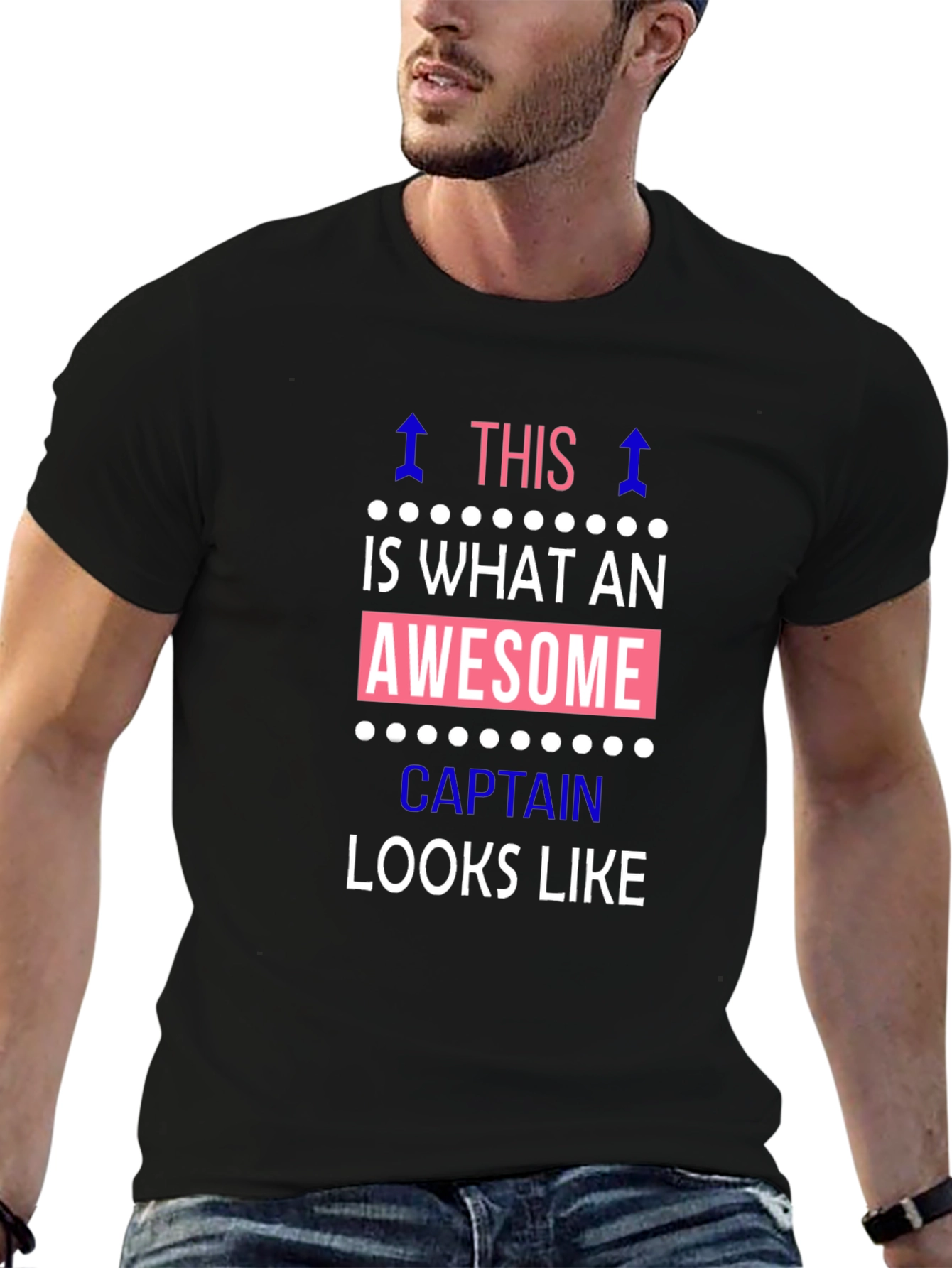 Awesome Captain T-Shirt - Black Crew Neck Tee