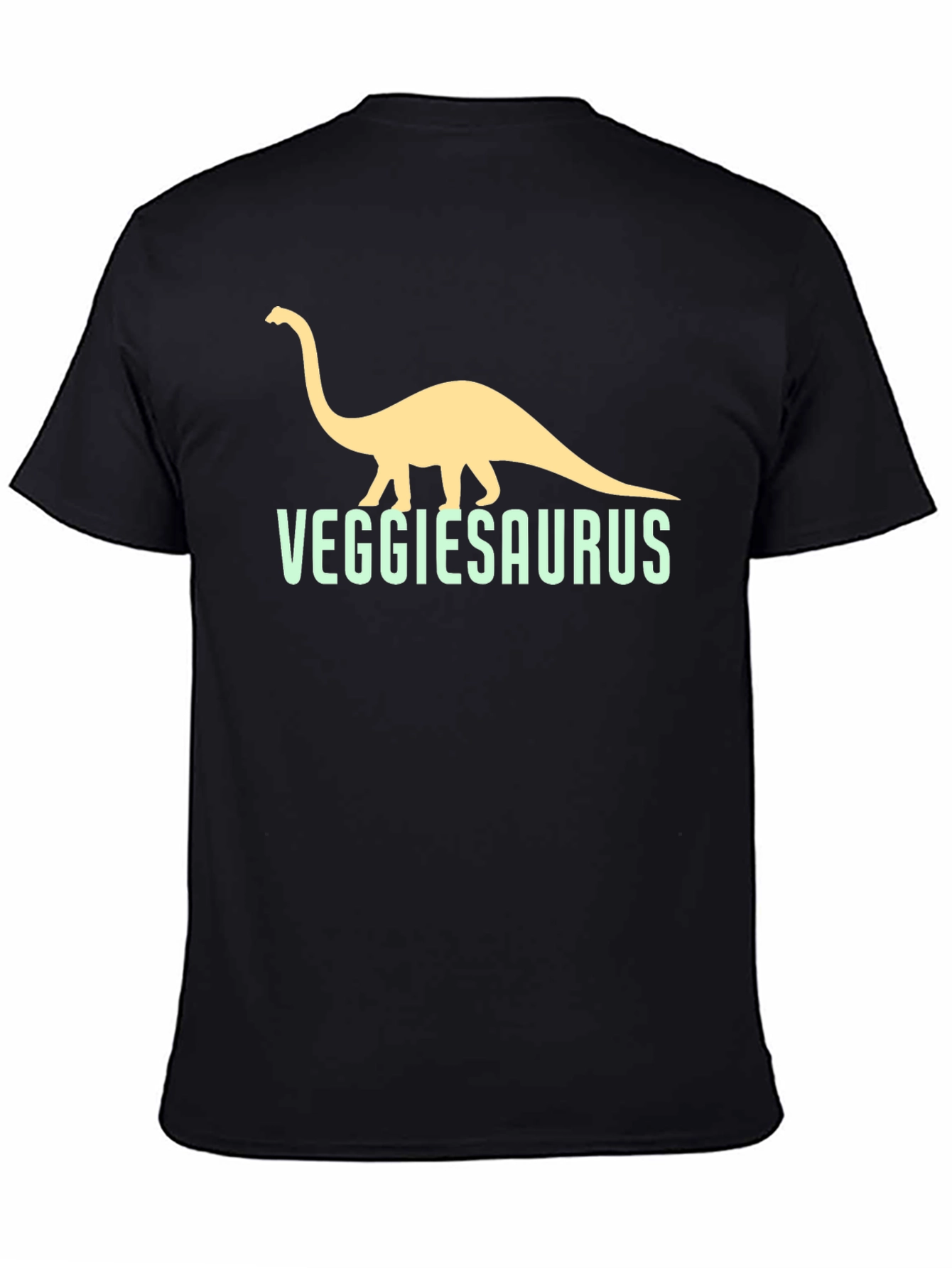 VeggieSaurus Black T-Shirt - Funny Vegan Dino Tee