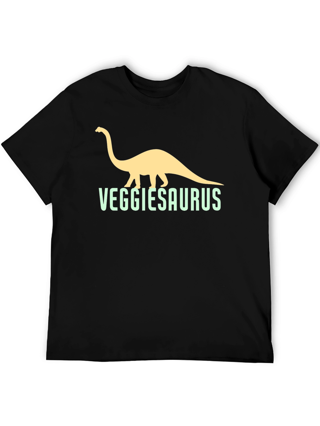 VeggieSaurus Black T-Shirt - Funny Vegan Dino Tee