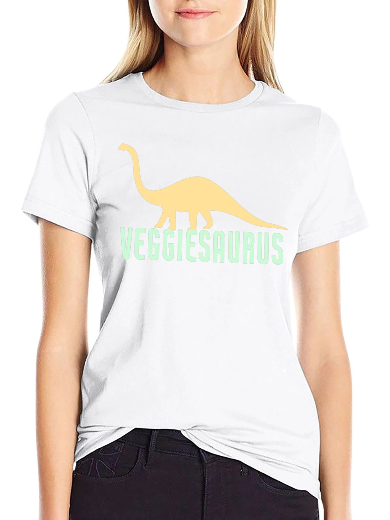 VeggieSaurus Black T-Shirt - Funny Vegan Dino Tee