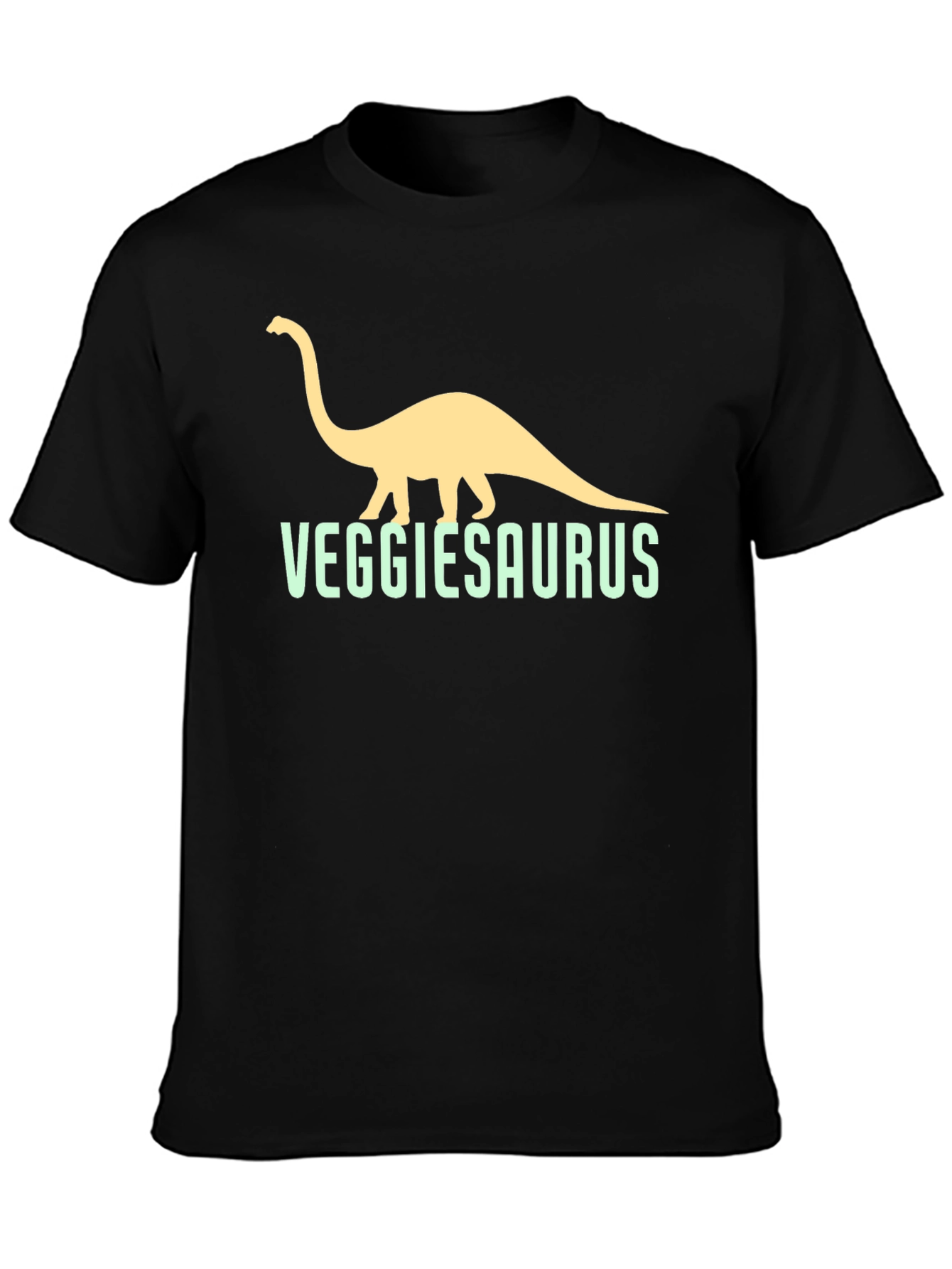 VeggieSaurus Black T-Shirt - Funny Vegan Dino Tee