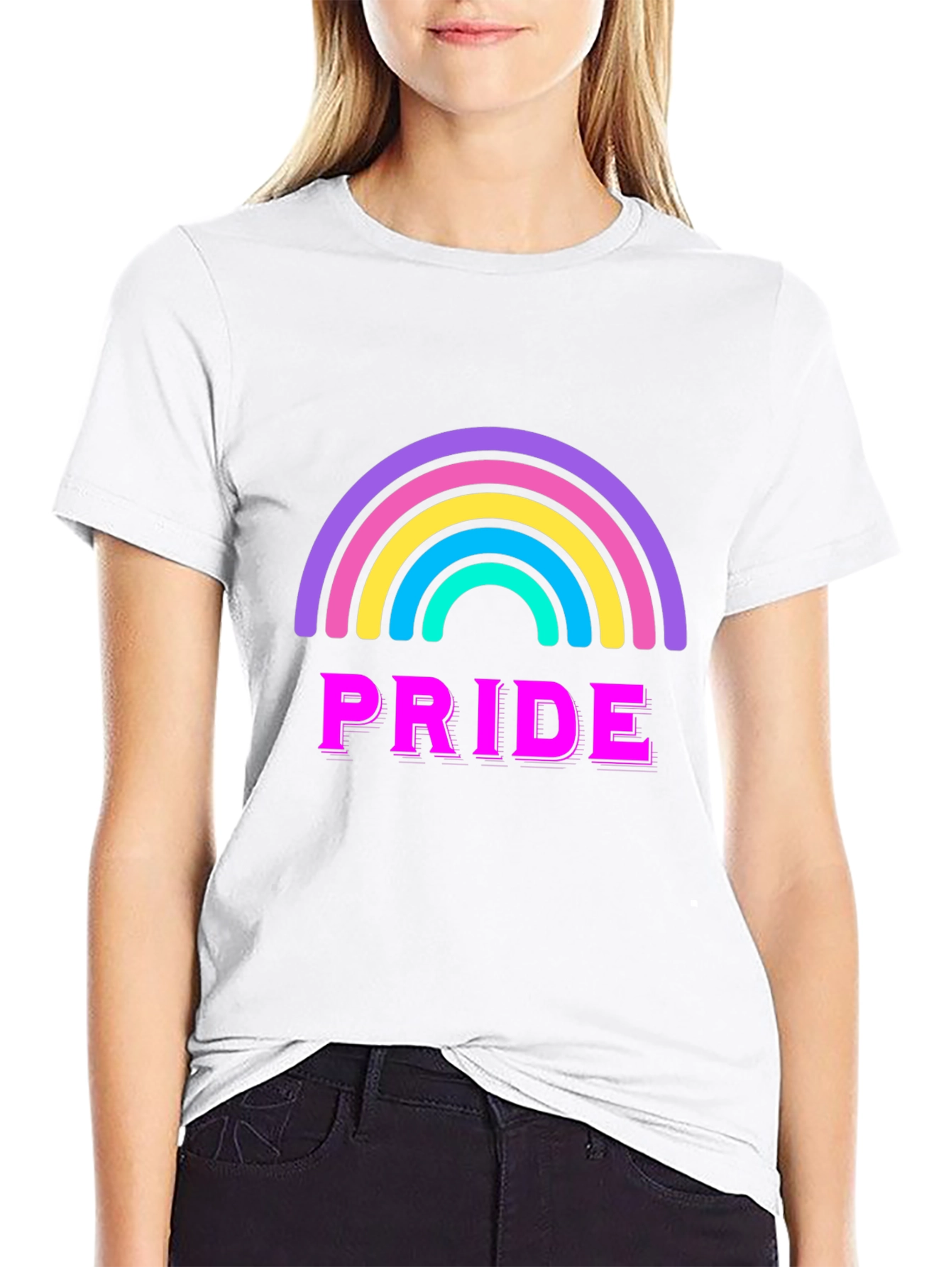 Pride Rainbow Graphic Tee - Black
