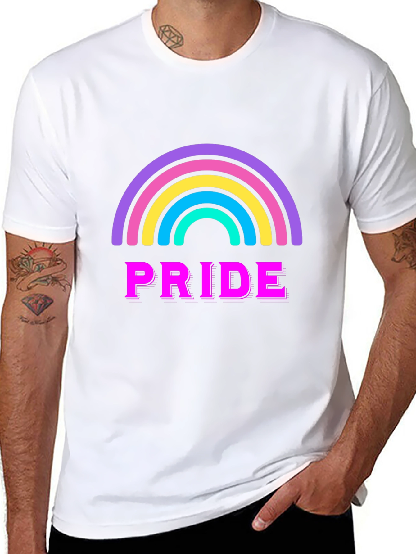 Pride Rainbow Graphic Tee - Black